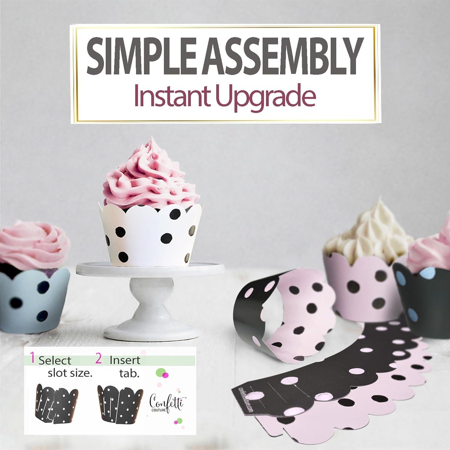 Fundas para Cupcake Confetti Couture 24 Piezas Rosa y Negro