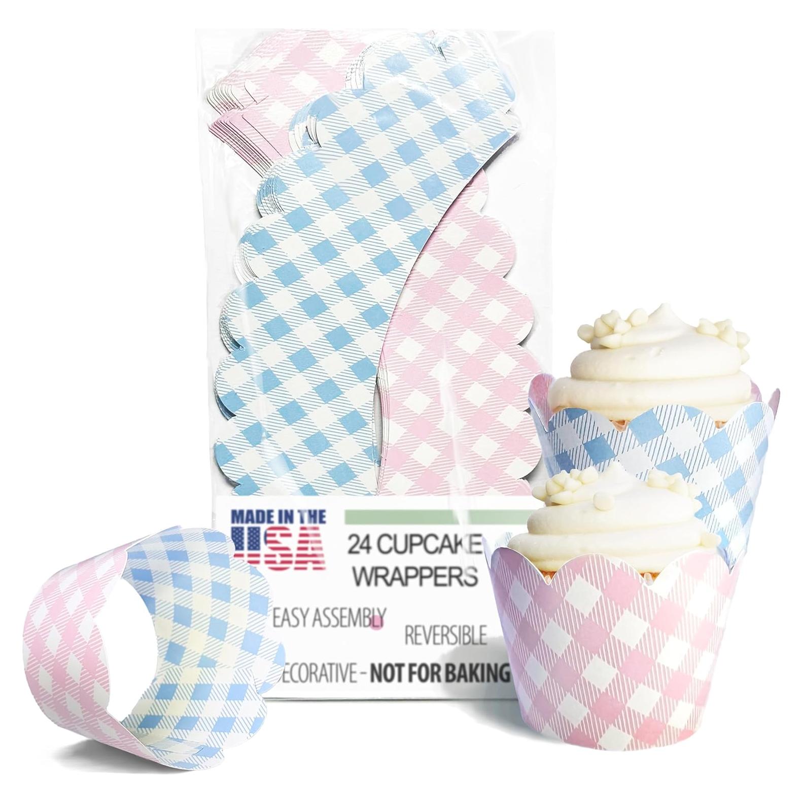 Fundas para Cupcake Confetti Couture 24 Pzas Rosa y Azul