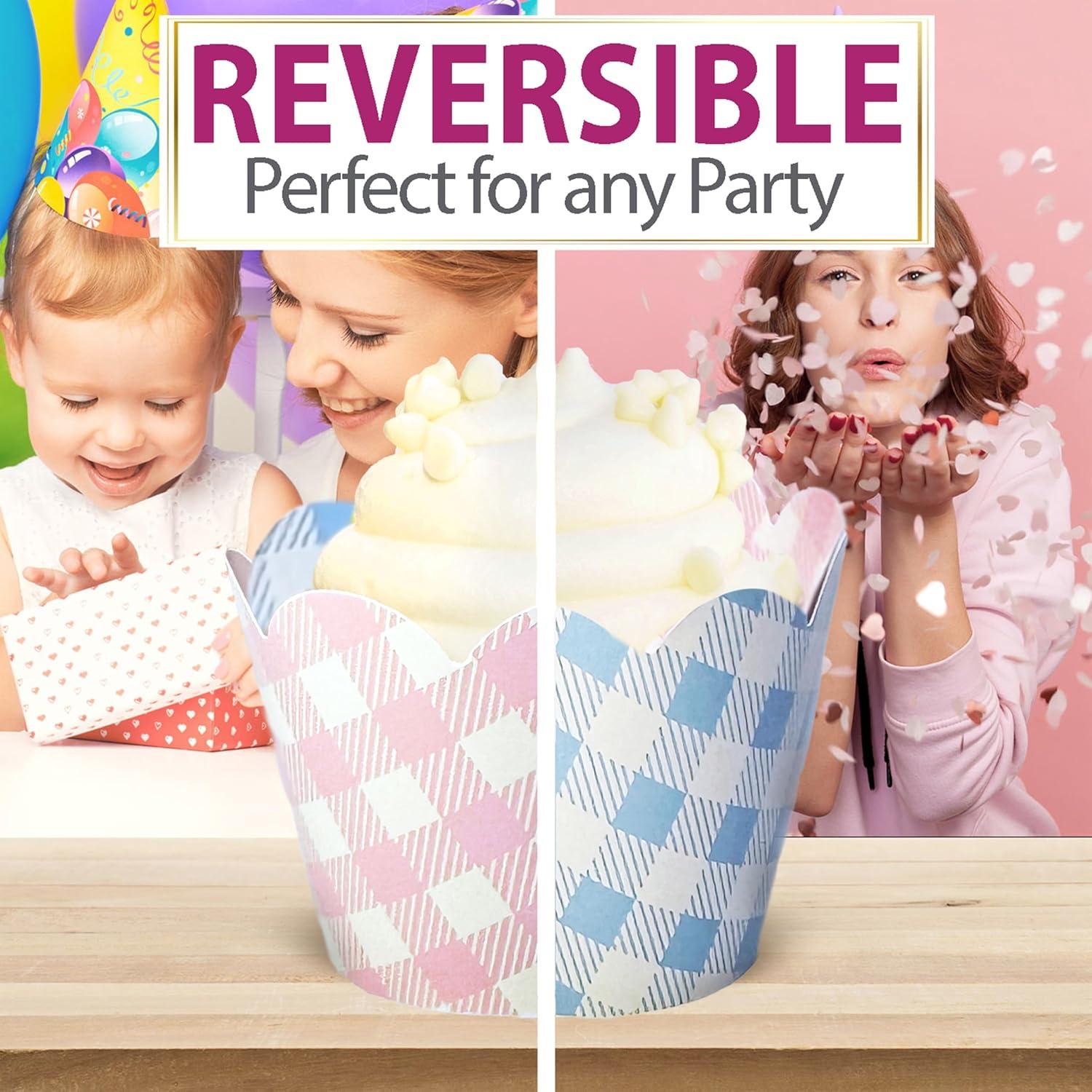 Fundas para Cupcake Confetti Couture 24 Pzas Rosa y Azul