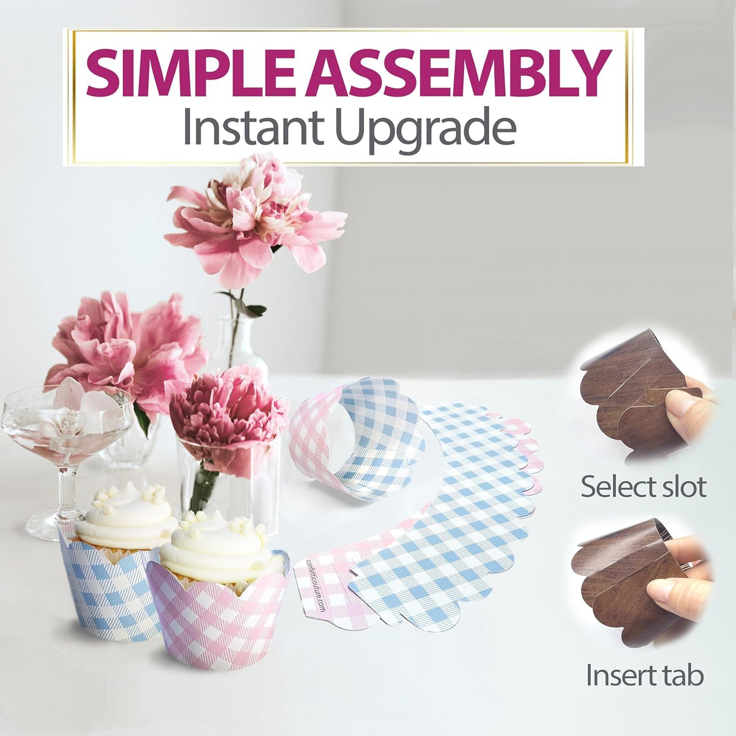 Fundas para Cupcake Confetti Couture 24 Pzas Rosa y Azul