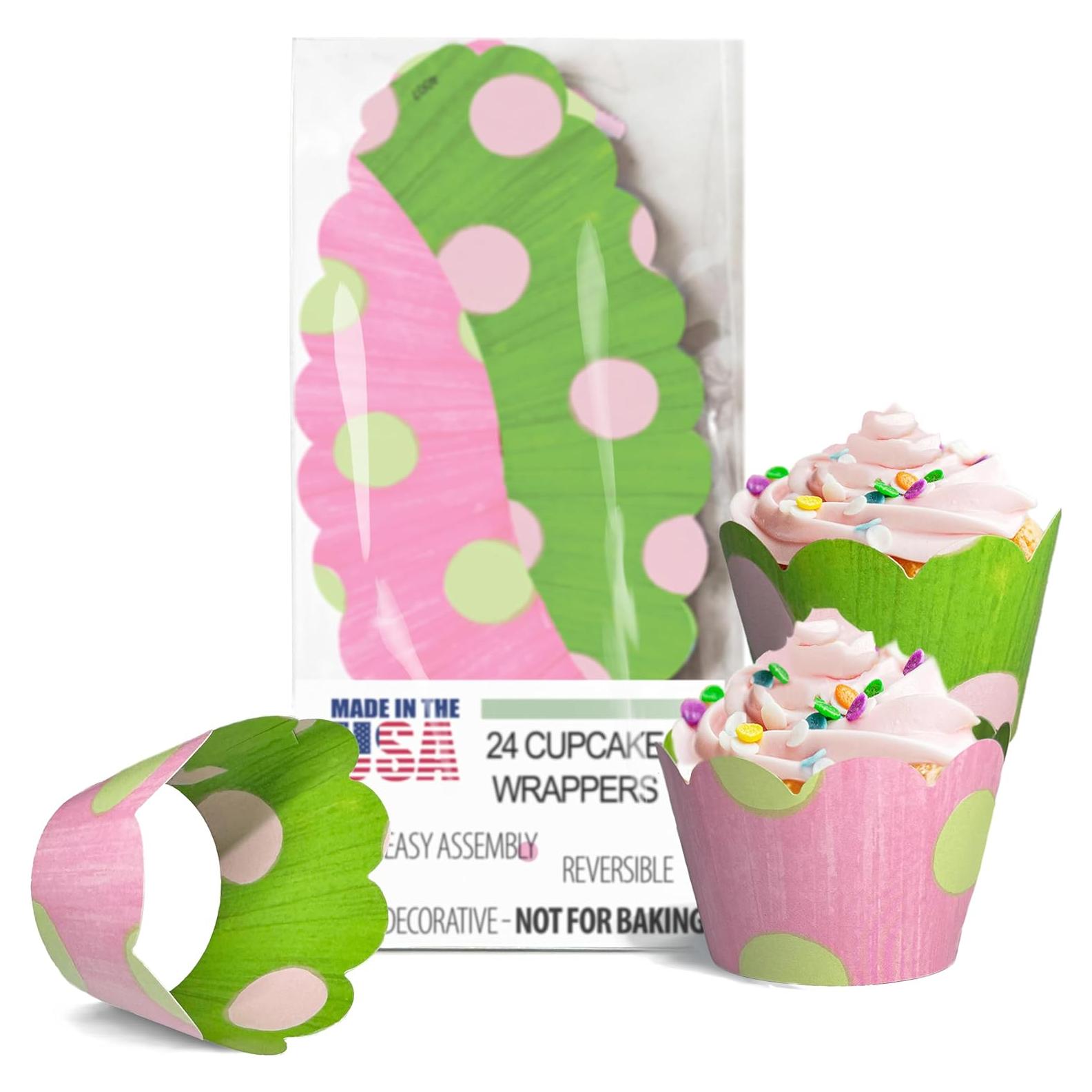 Fundas para Cupcakes Confetti Couture 24 Unidades Verde/Rosa