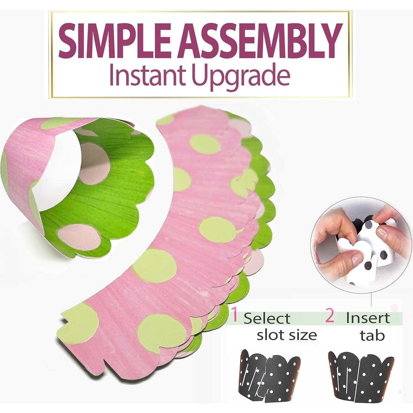 Fundas para Cupcakes Confetti Couture 24 Unidades Verde/Rosa