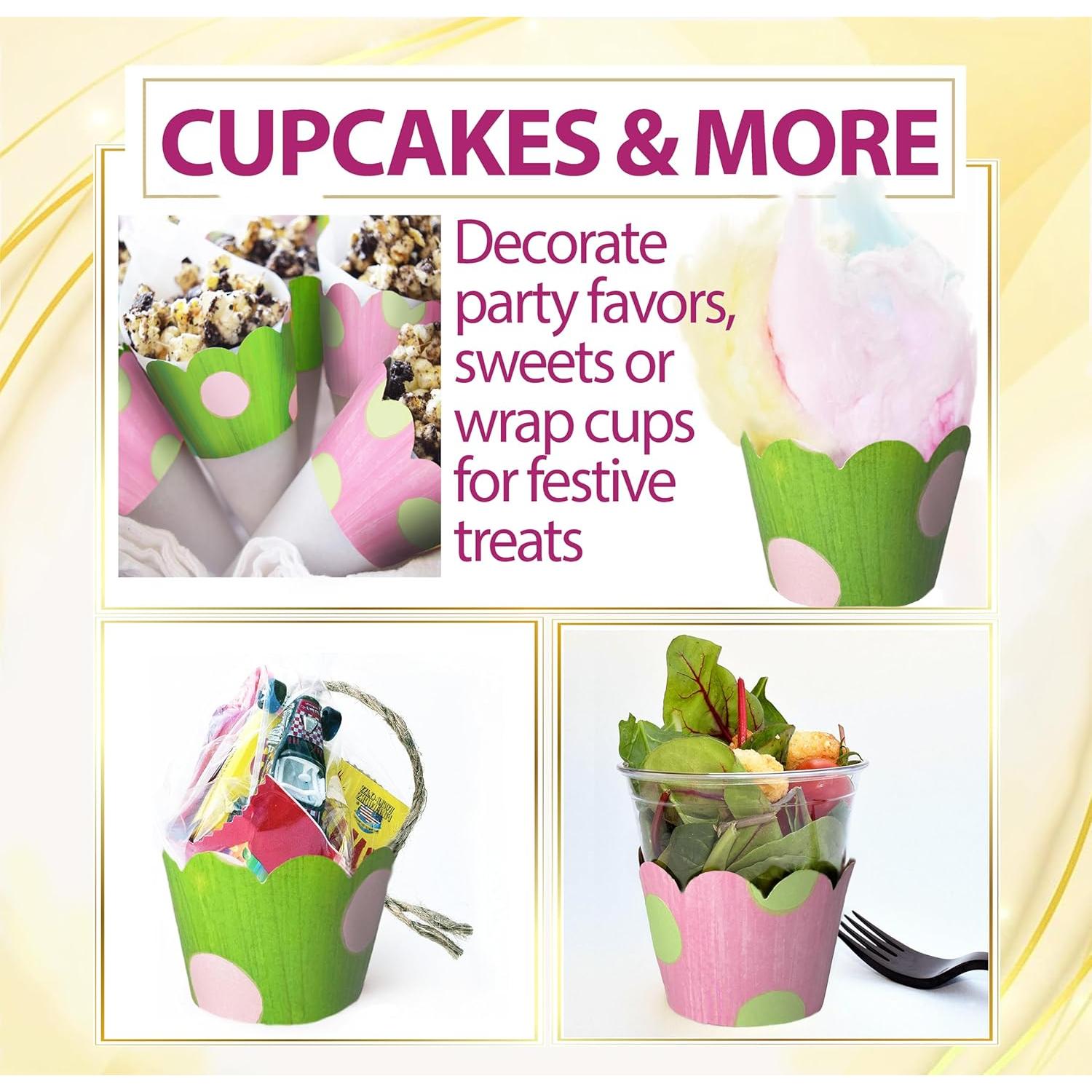 Fundas para Cupcakes Confetti Couture 24 Unidades Verde/Rosa