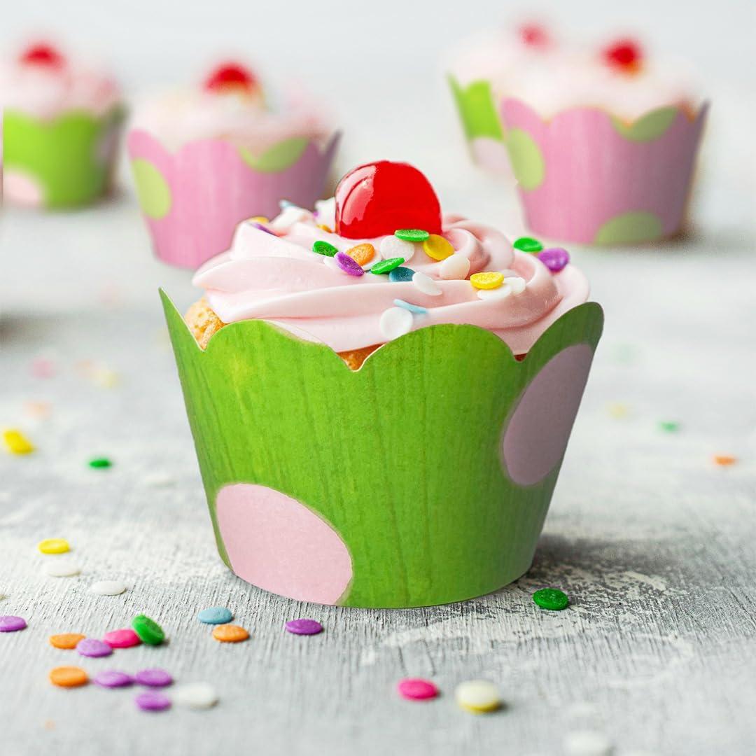 Fundas para Cupcakes Confetti Couture 24 Unidades Verde/Rosa