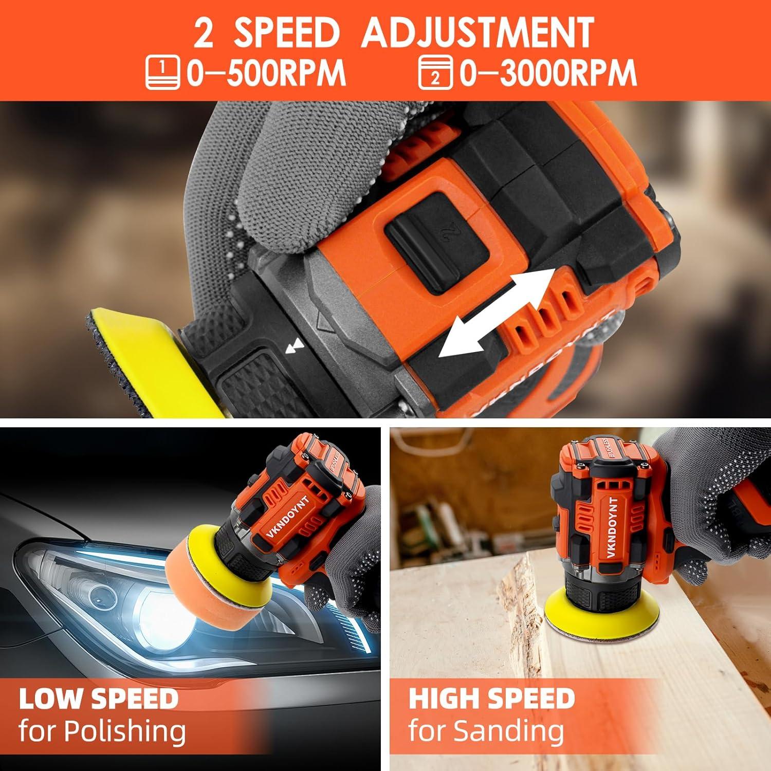 Pulidora Inalámbrica Sin Escobillas Vkndoynt 3" 2 Velocidades