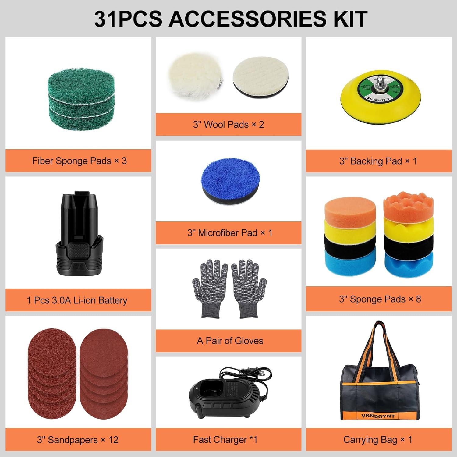 Pulidora Inalámbrica Sin Escobillas Vkndoynt 3" 2 Velocidades