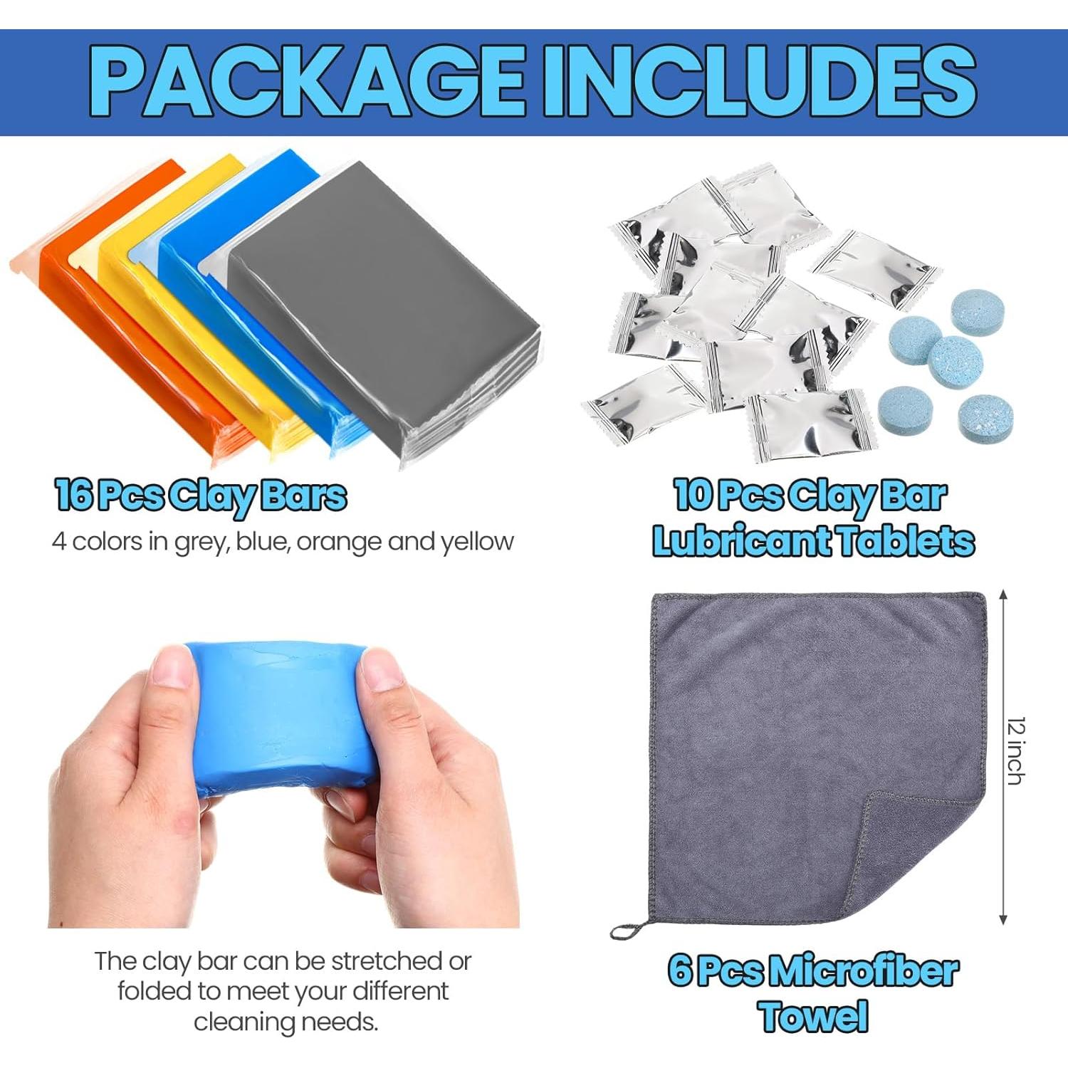 Kit de Detallado de Automóviles Aurelema 32 Pcs - 16 Barras de Arcilla y Lubricante