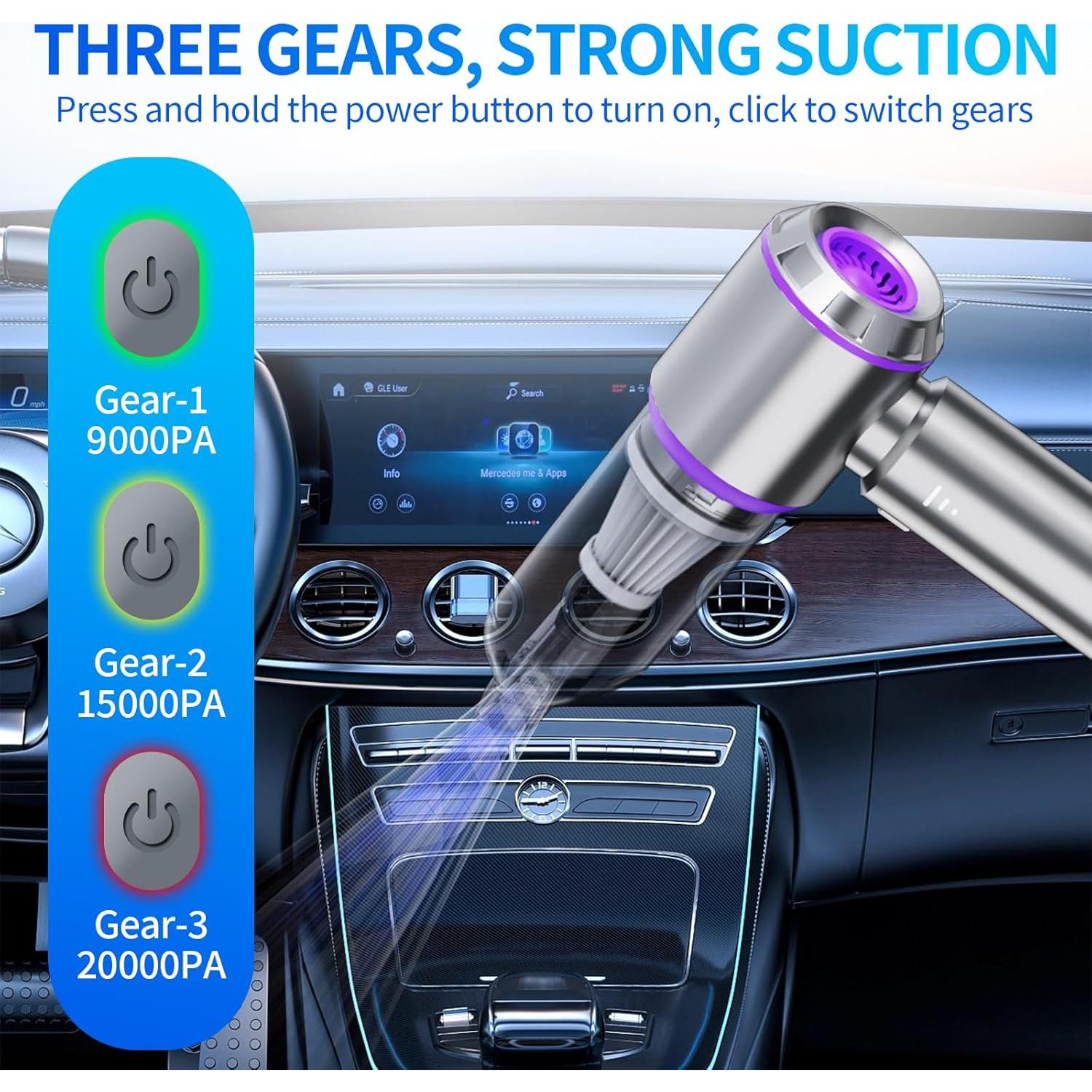 Aspiradora de Carro Yejay ST6653P Inalámbrica 20000Pa 4 en 1