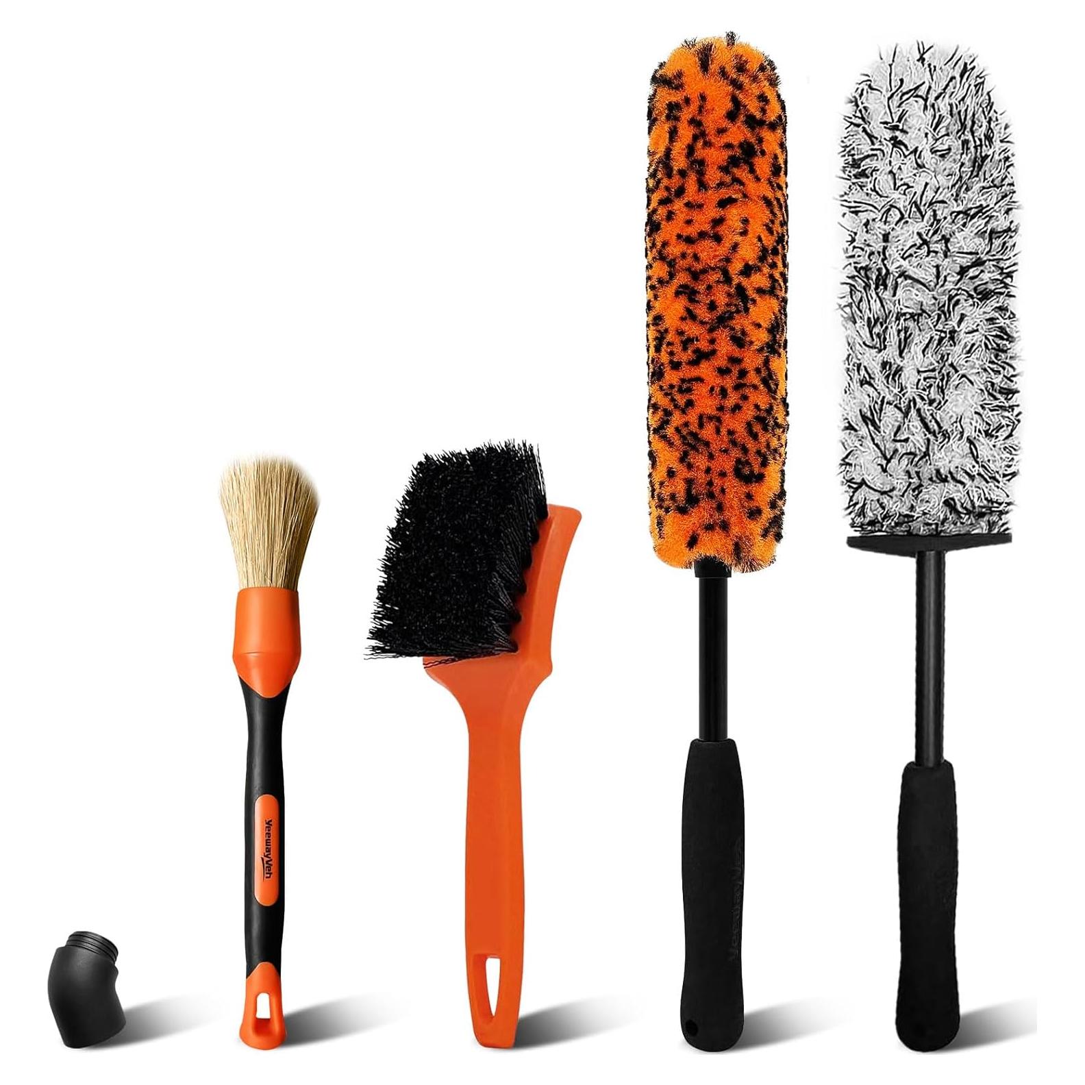 Kit de Cepillos para Ruedas YeewayVeh 4P Naranja Microfibra