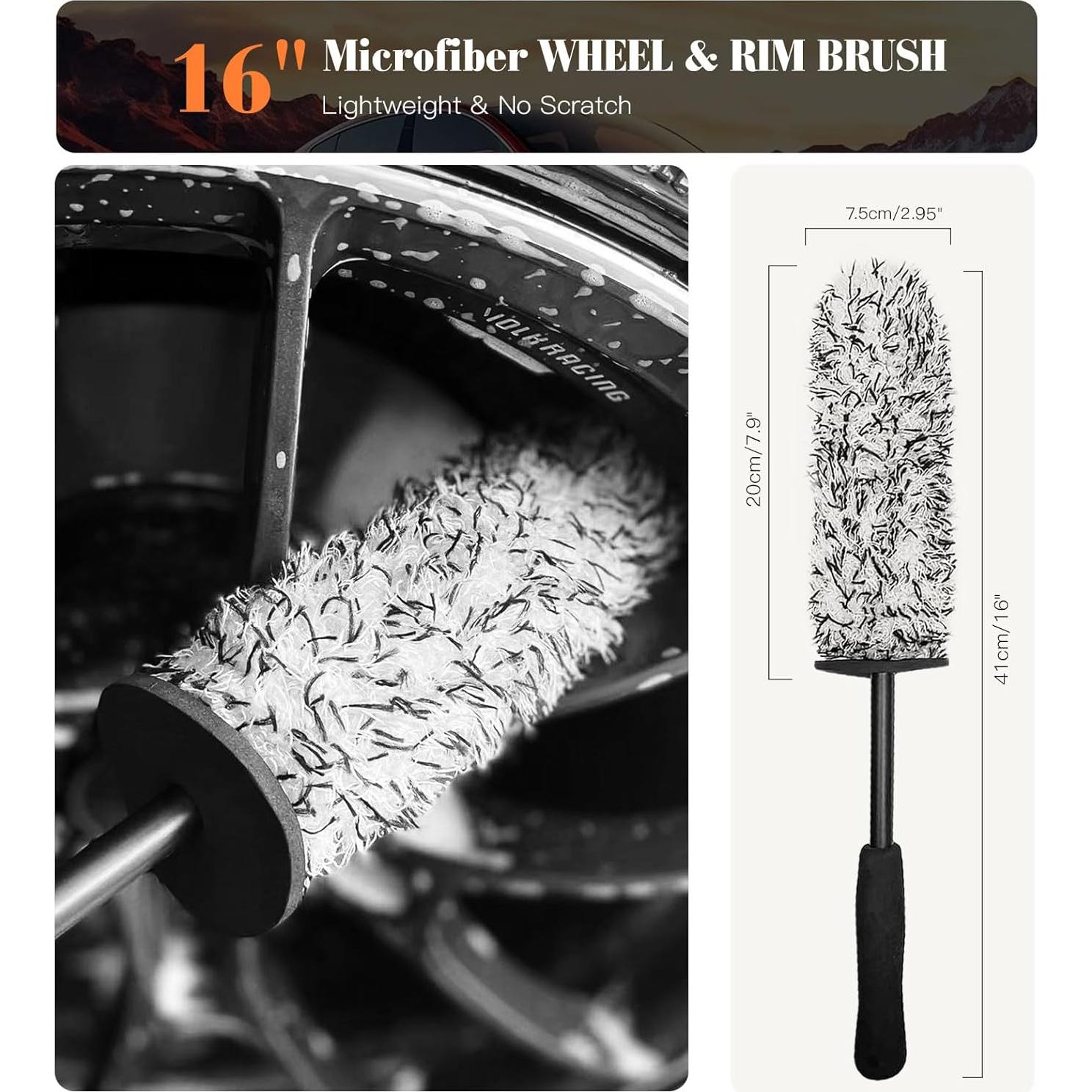 Kit de Cepillos para Ruedas YeewayVeh 4P Naranja Microfibra