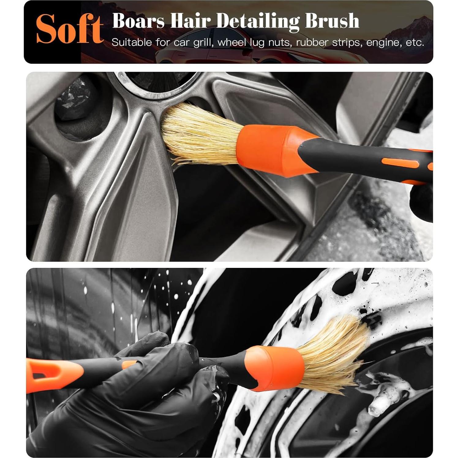 Kit de Cepillos para Ruedas YeewayVeh 4P Naranja Microfibra