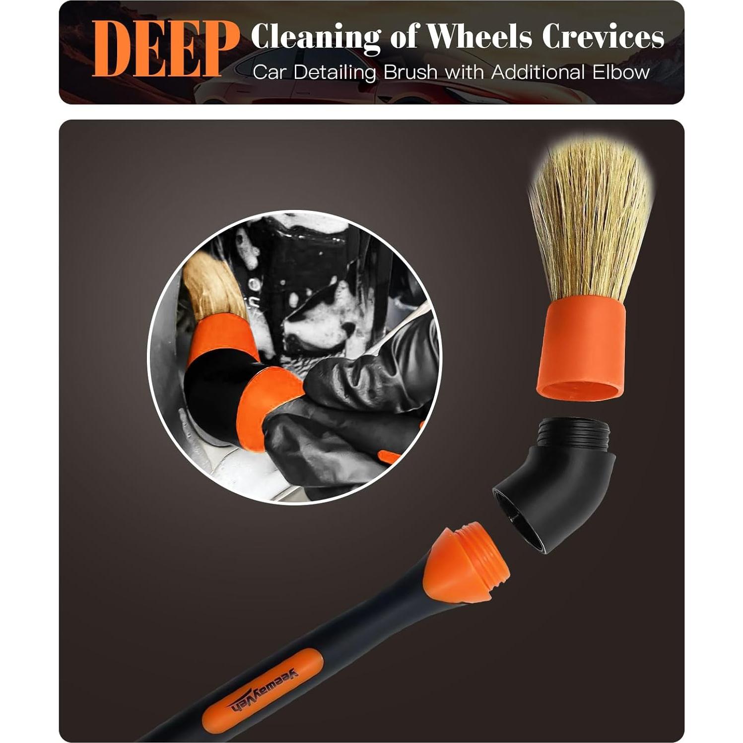 Kit de Cepillos para Ruedas YeewayVeh 4P Naranja Microfibra