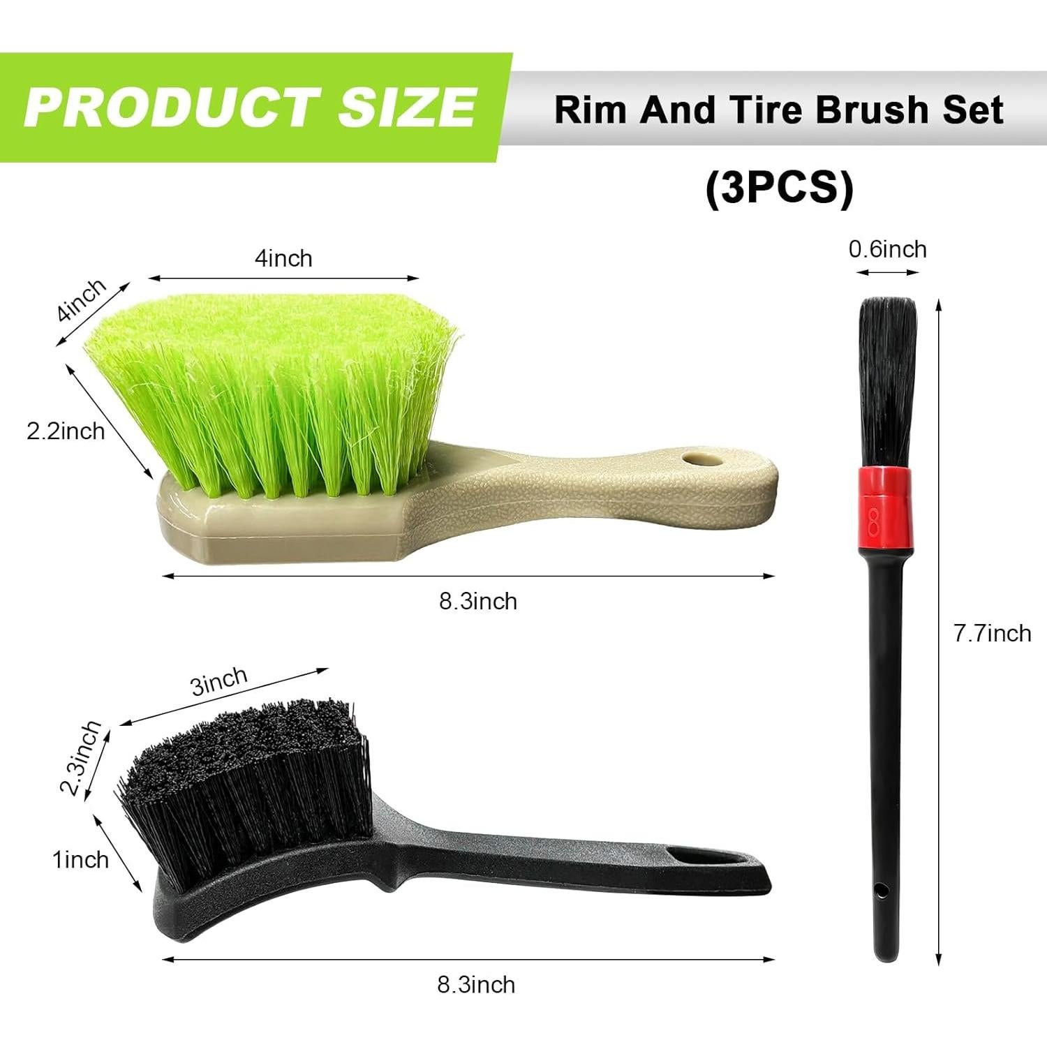 Juego de Cepillos para Llantas FSTURIOS - 3 Piezas, Plástico