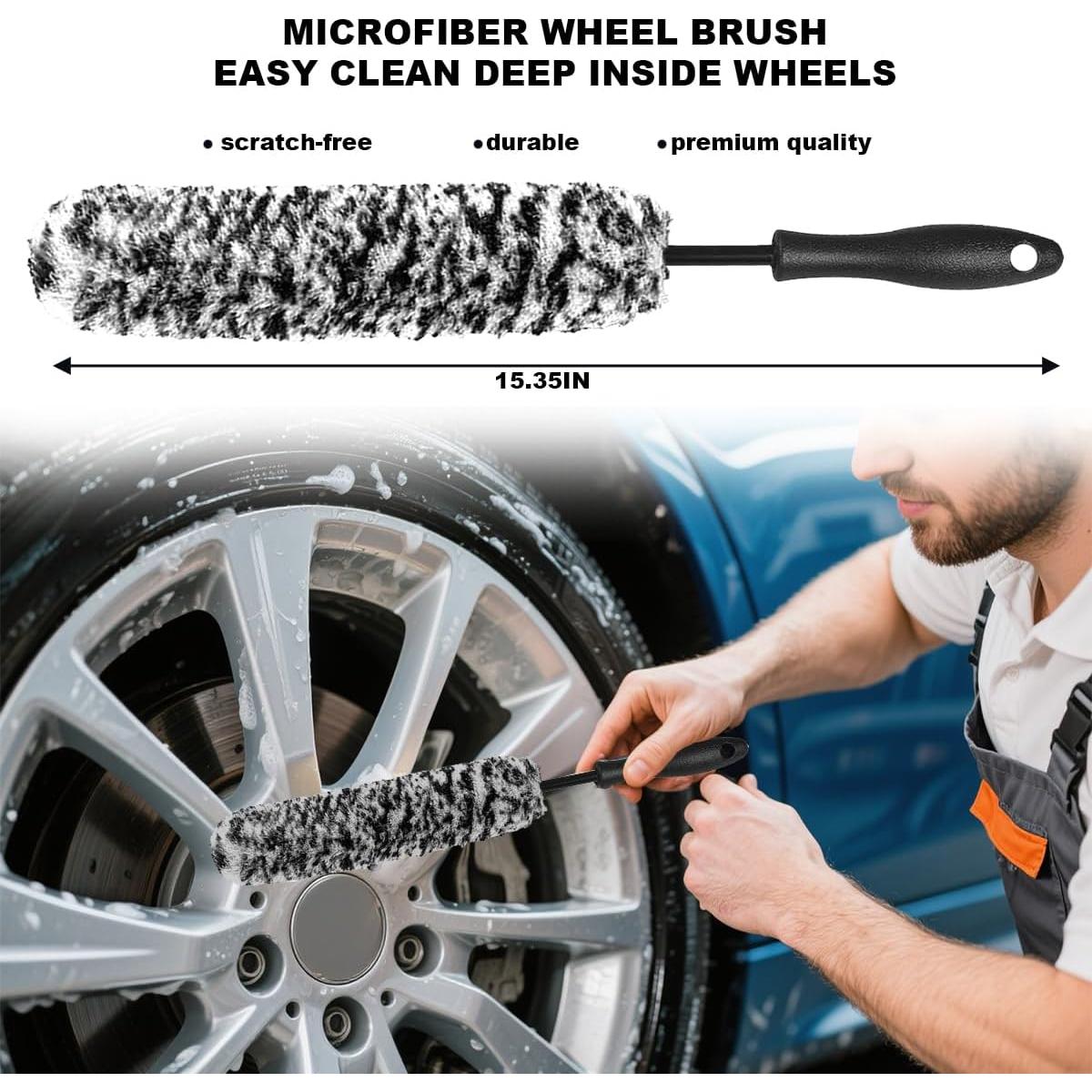 Kit de Cepillos de Limpieza para Ruedas Bittwee 7 Piezas