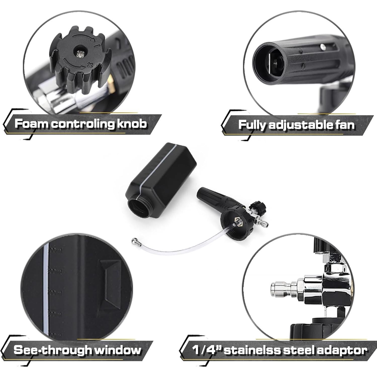 Cannon de Espuma Blackline HD 1L para Lavadoras de Presión