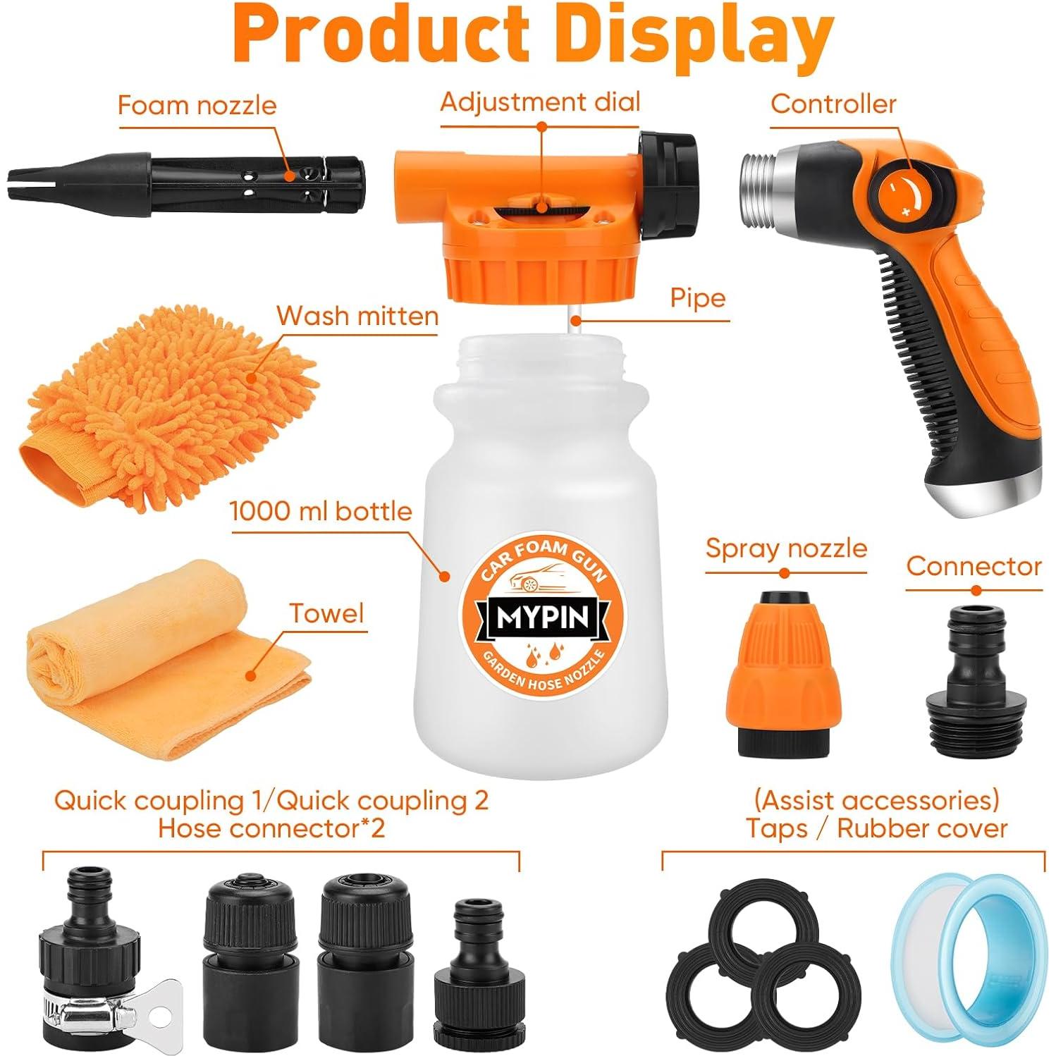Pistola de Espuma MYPIN 16 en 1 para Lavado de Autos y Jardín