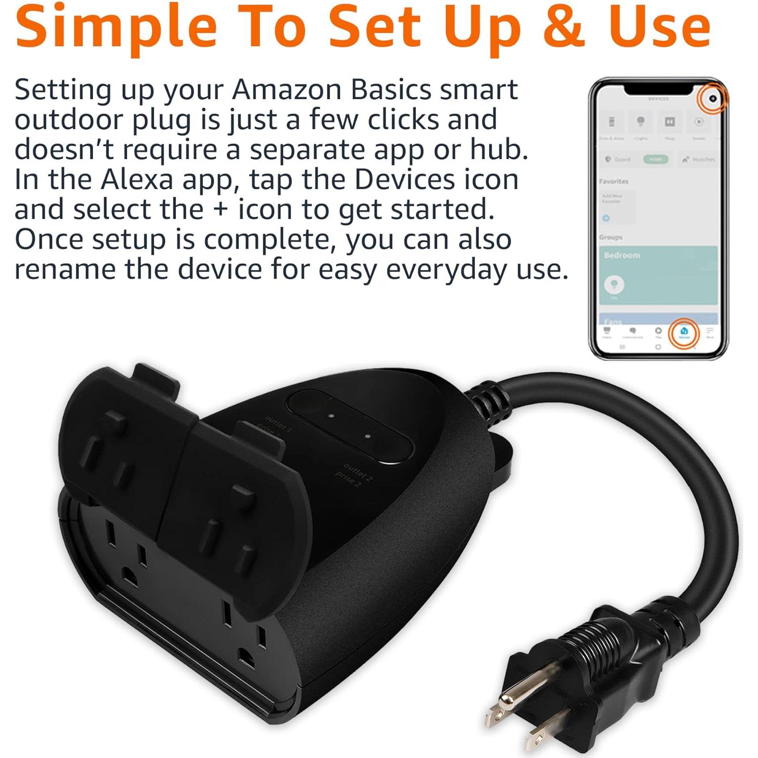 Enchufe Inteligente Exterior Amazon Basics 2 Salidas Controladas