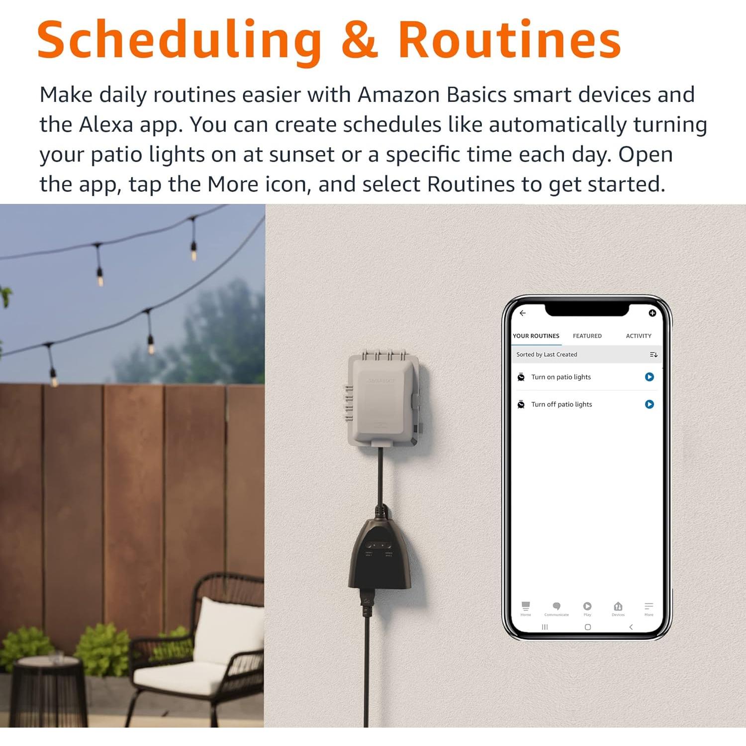 Enchufe Inteligente Exterior Amazon Basics 2 Salidas Controladas