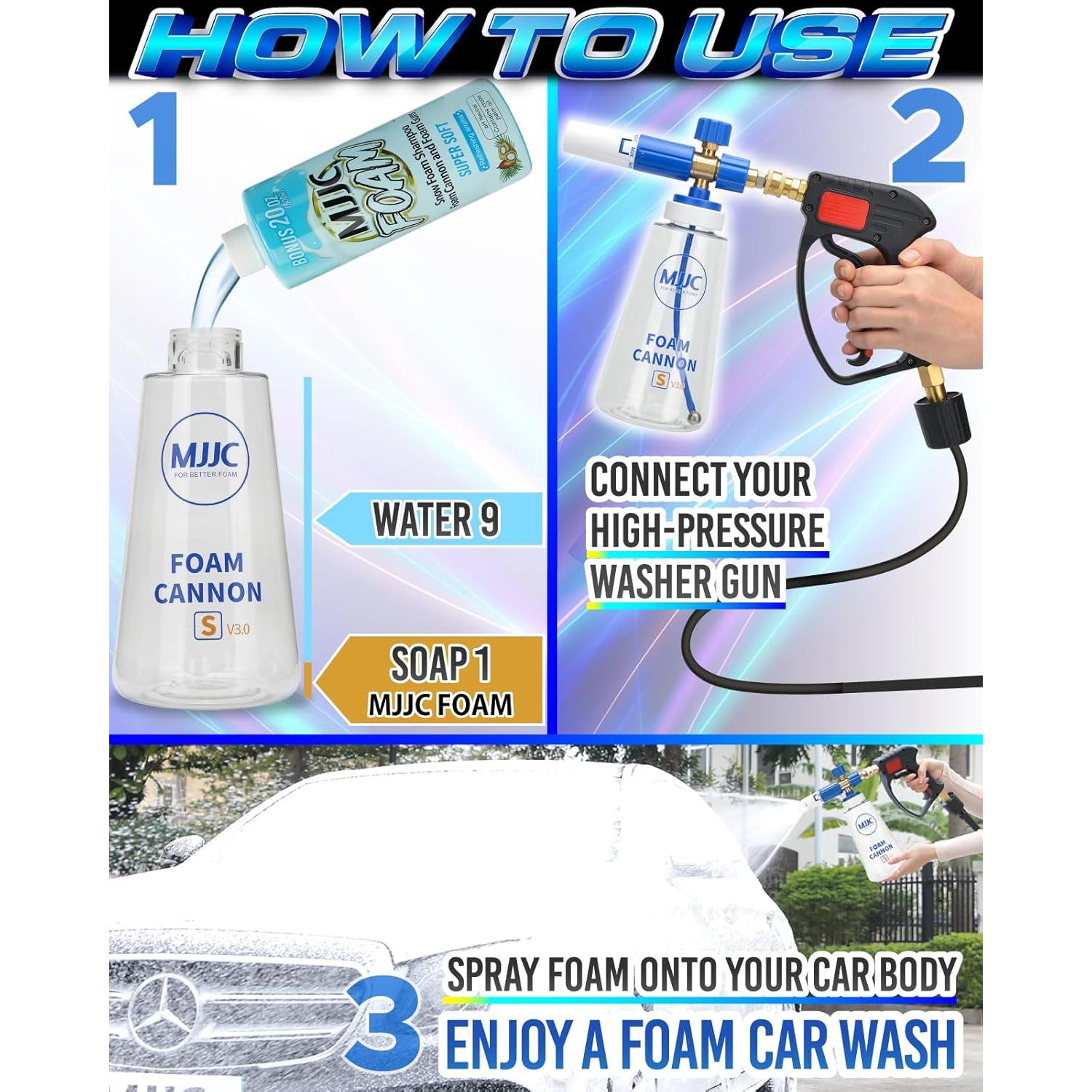 Cañón de Espuma MJJC S V3.0 con Jabón Espumoso 20 fl oz