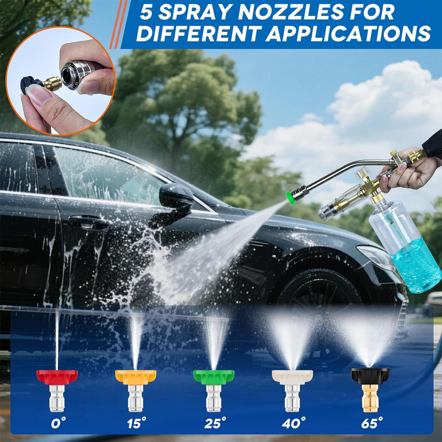 Pistola de Lavado a Presión Shanxinuomushangmaoyouxiangongsi con Cañón de Espuma y 5 Boquillas