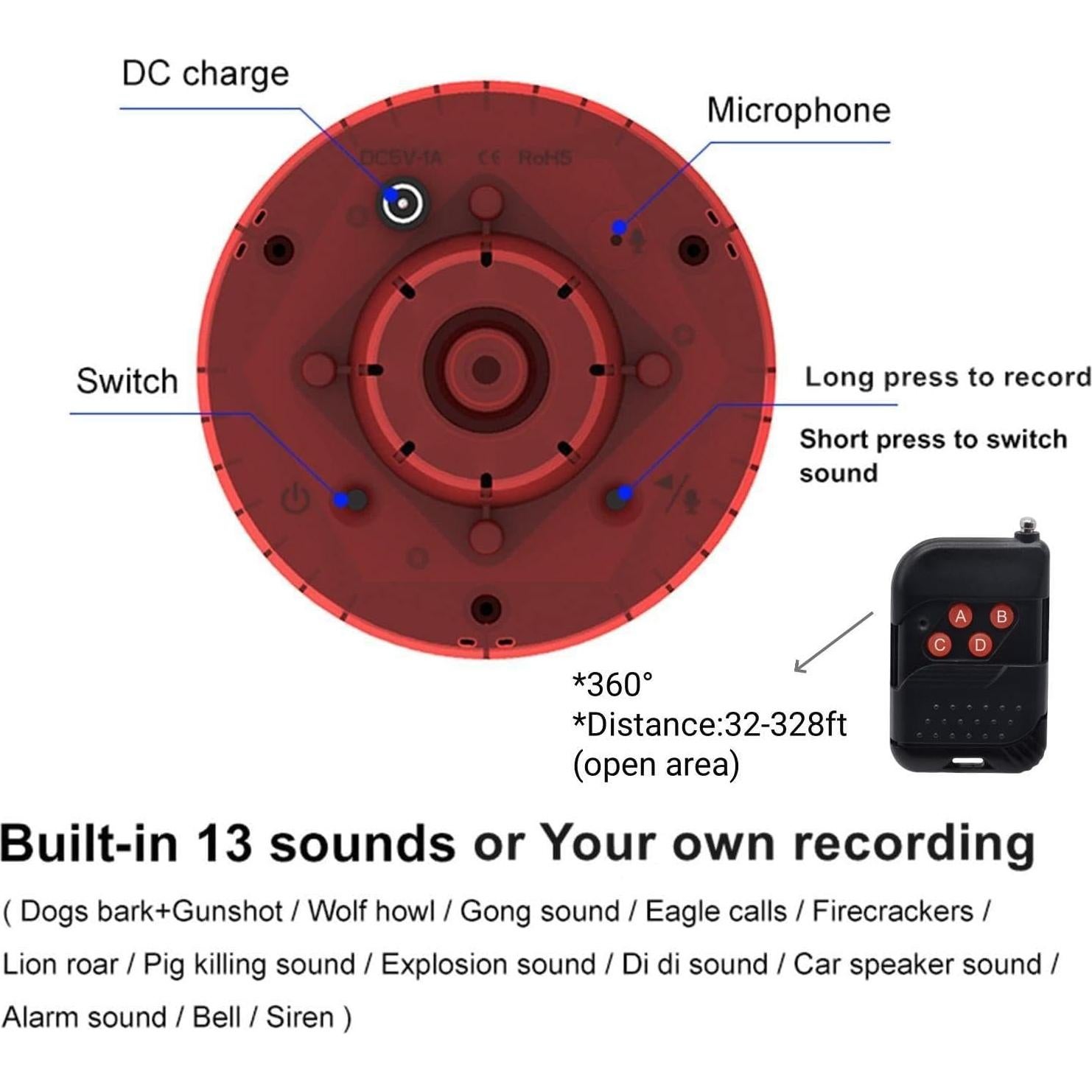 Alarma de Sensor de Movimiento Solar HULPPRE 130dB con Luz