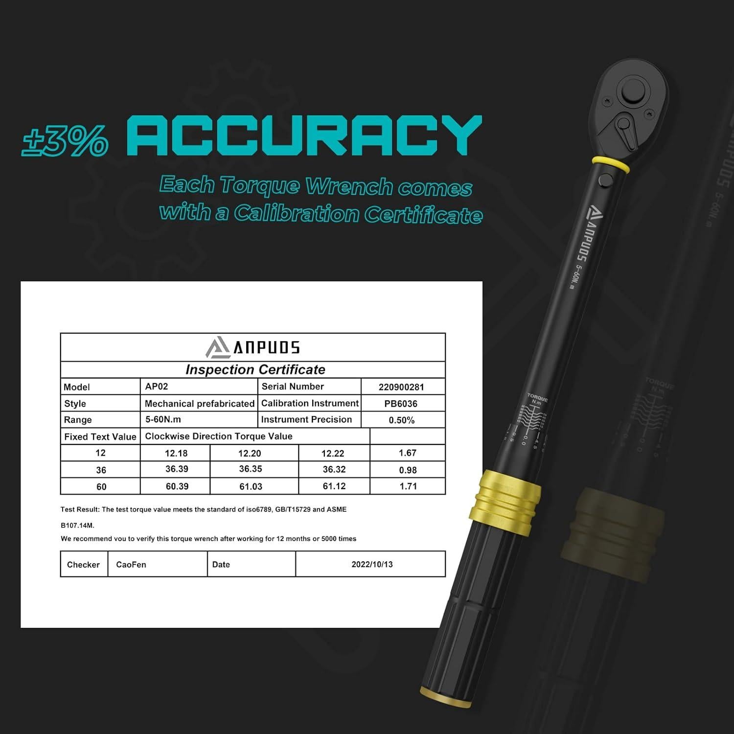 Llave de Torque ANPUDS 5-60 Nm Trinquete Manual