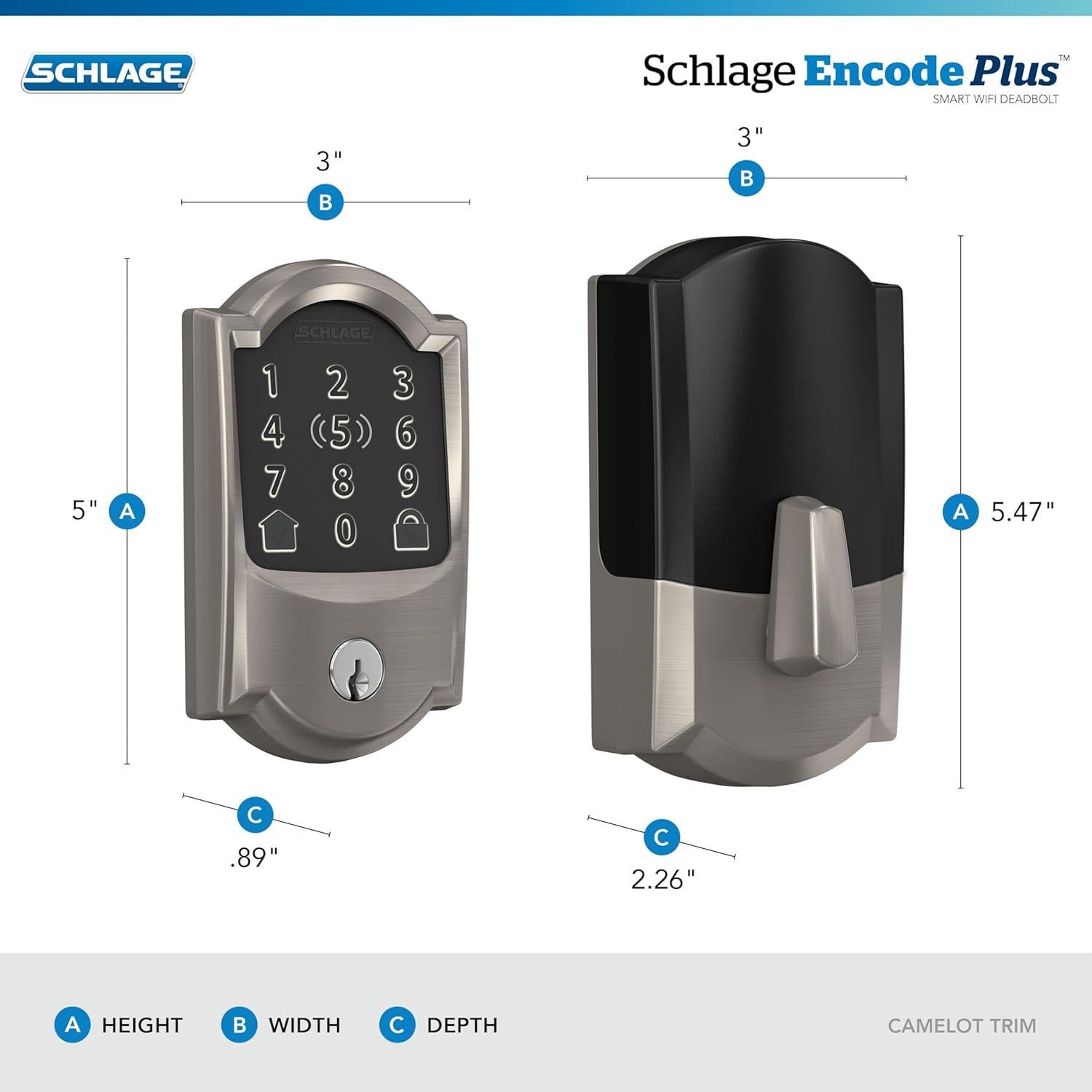 Cerradura Inteligente Schlage Encode Plus WiFi Niquel Satinado