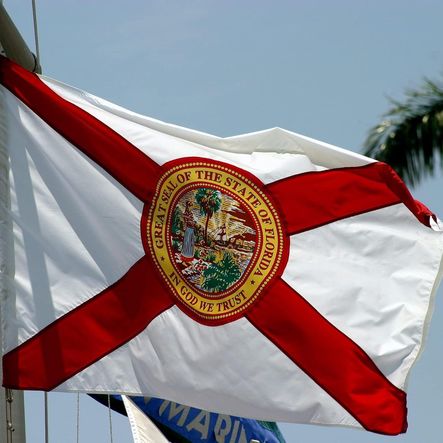 Bandera de Florida Topflags 1.22x1.83 m Bordada con Ojetes