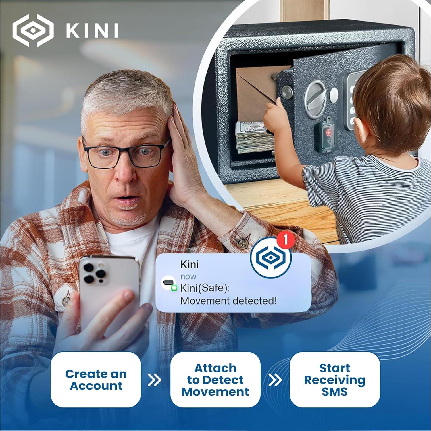 Sensor de Movimiento WiFi Kinisium Kini-01-G Alarma Inalámbrica