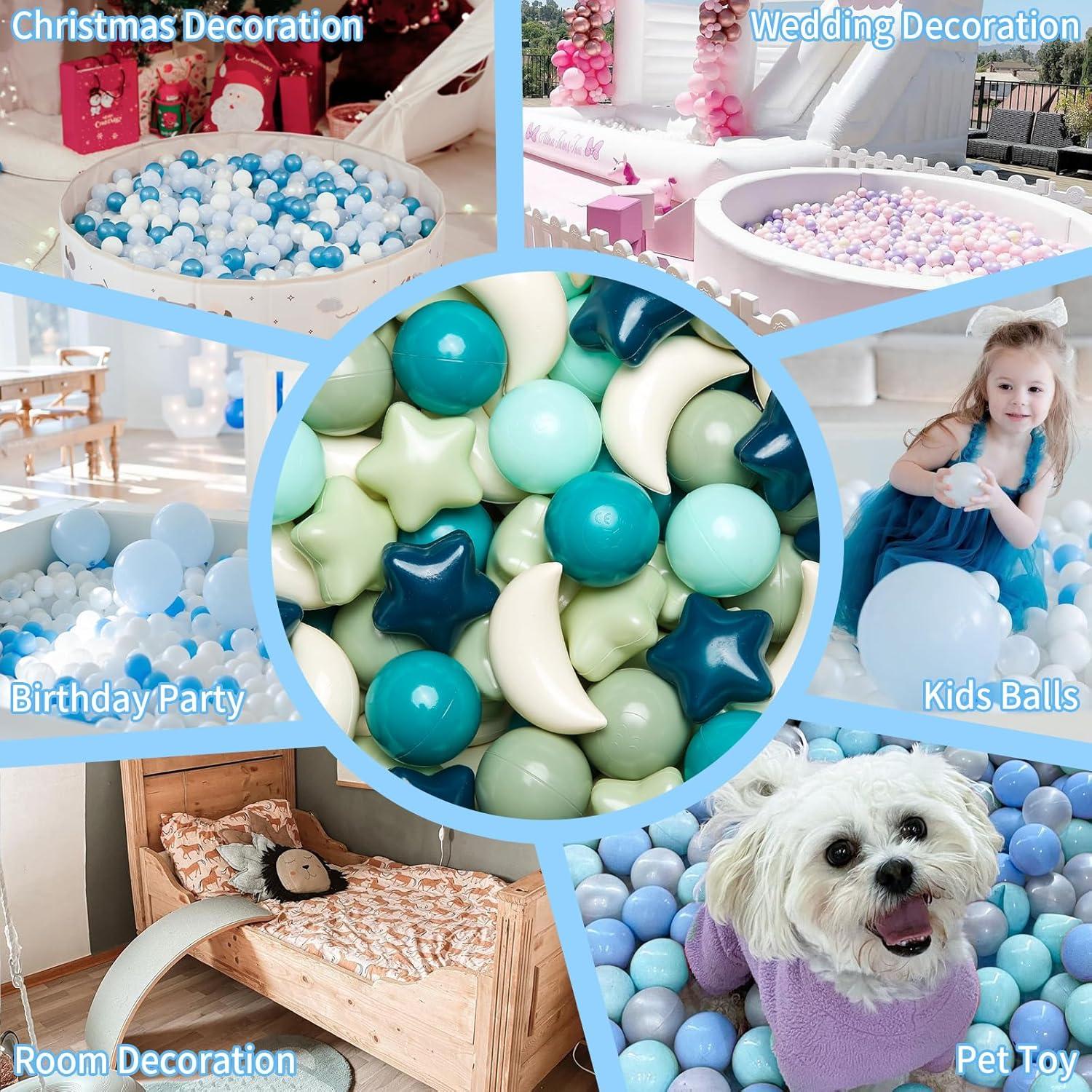 Bolas de Piscina GOGOSO 100pcs Estrellas y Lunas Verde