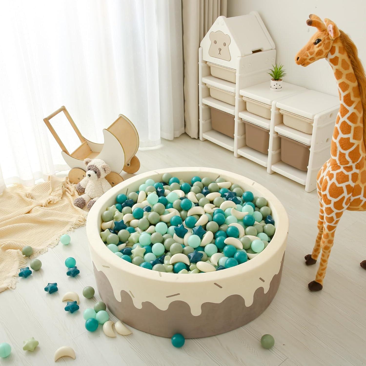 Bolas de Piscina GOGOSO 100pcs Estrellas y Lunas Verde