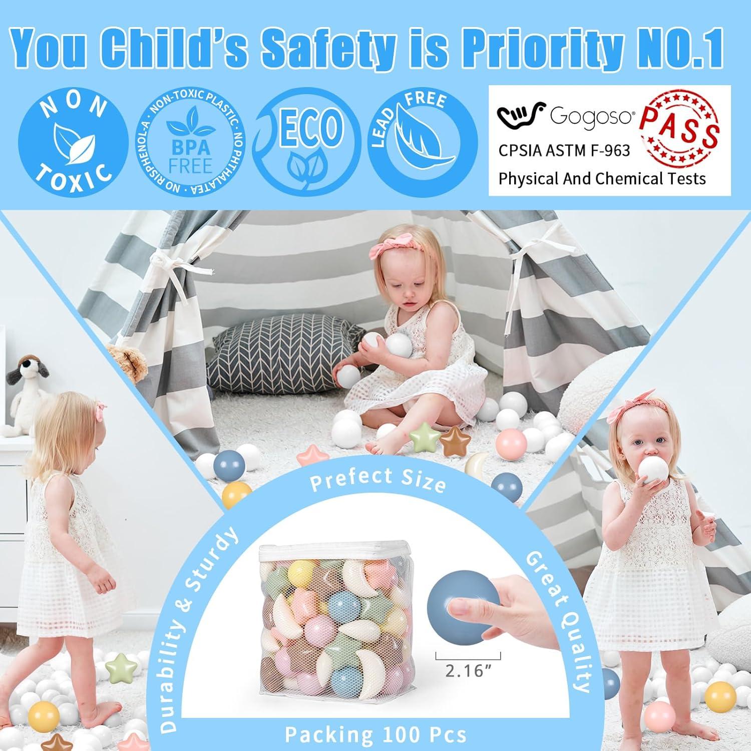 Bolas de Piscina GOGOSO 100pcs Estrellas y Lunas