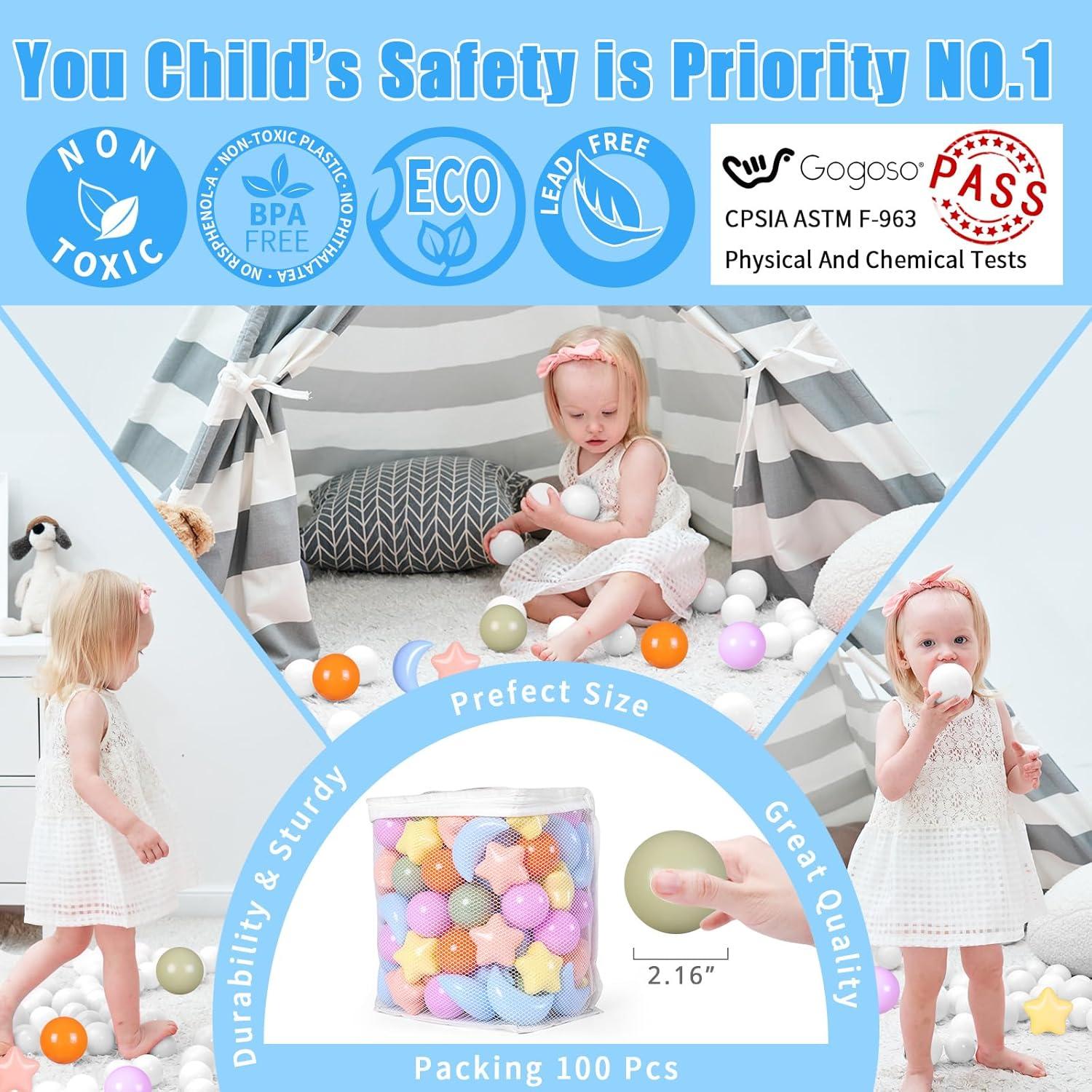 Bolas de Piscina GOGOSO 100pcs Estrellas y Lunas