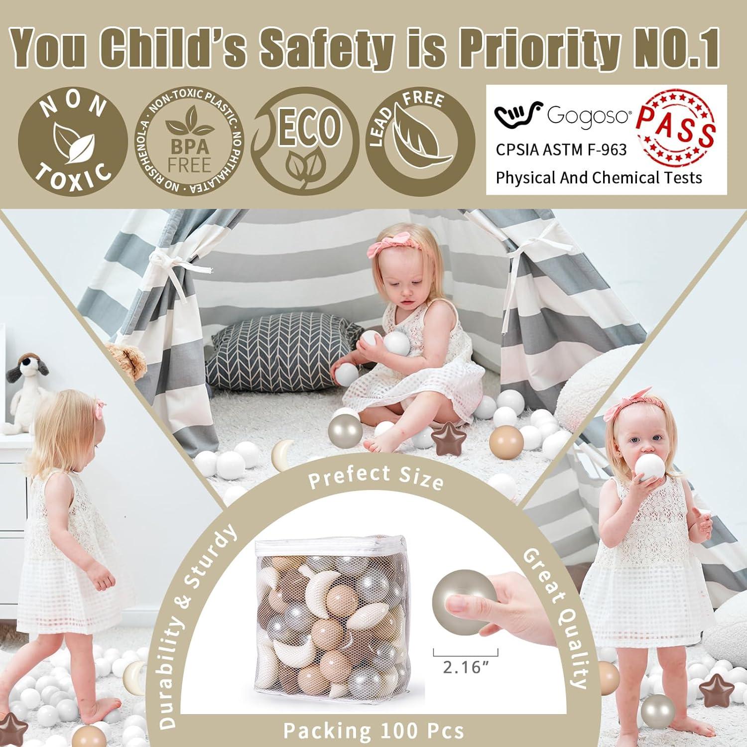 Bolas de Piscina GOGOSO 100PCS Estrellas y Lunas Coloridas