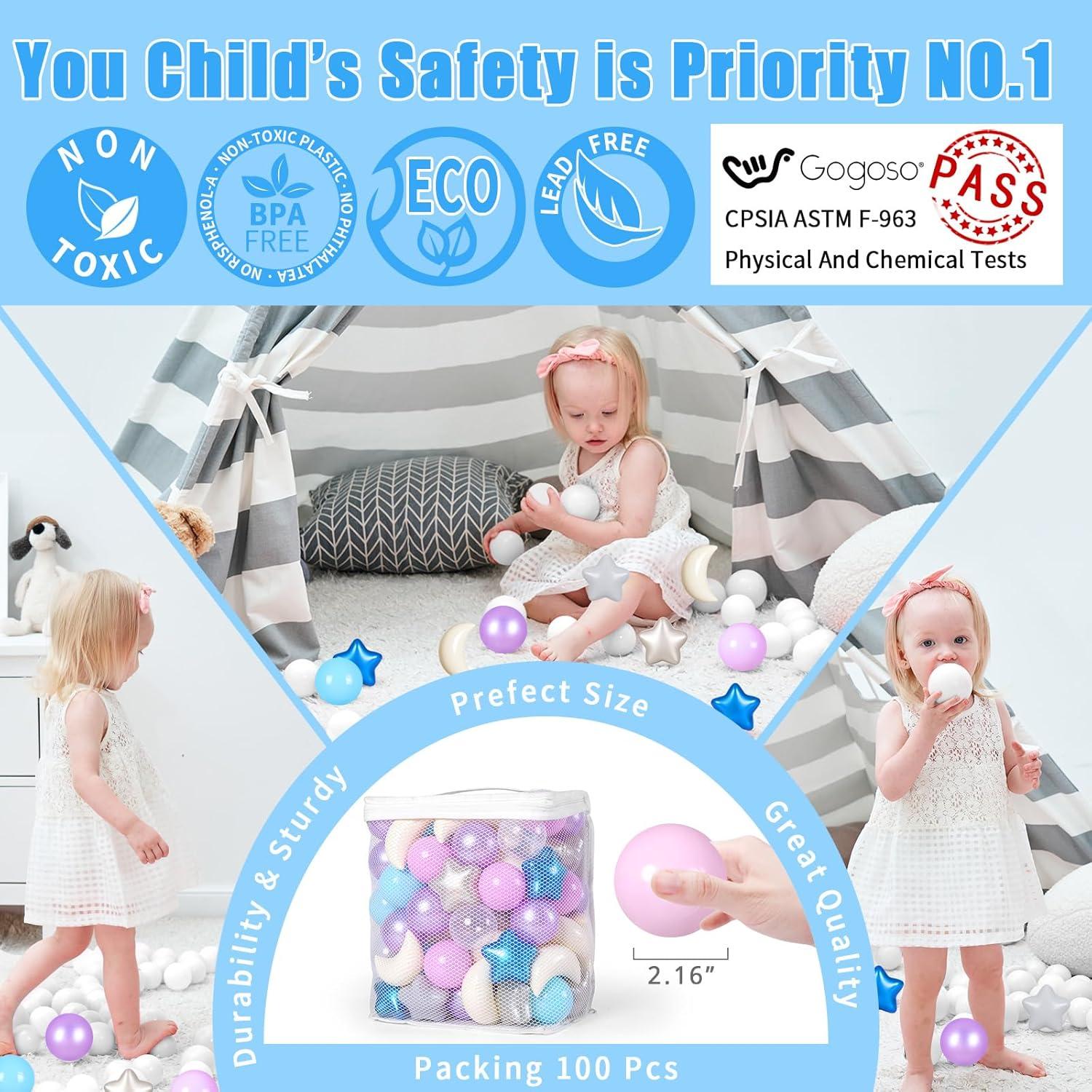 Bolas de Piscina GOGOSO 100pcs Estrellas y Lunas