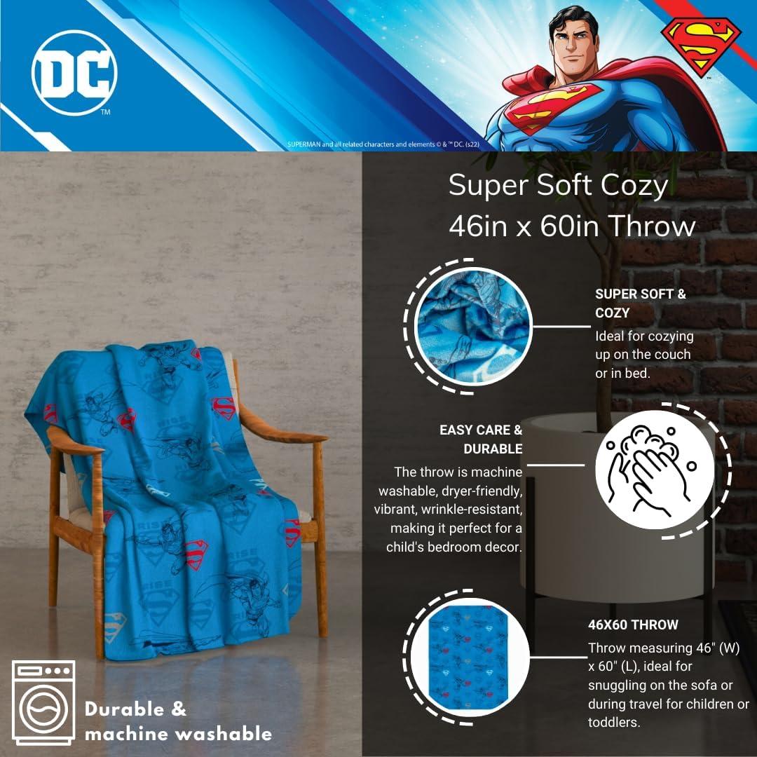 Manta Superman Franco 116x152 cm Suave y Acogedora