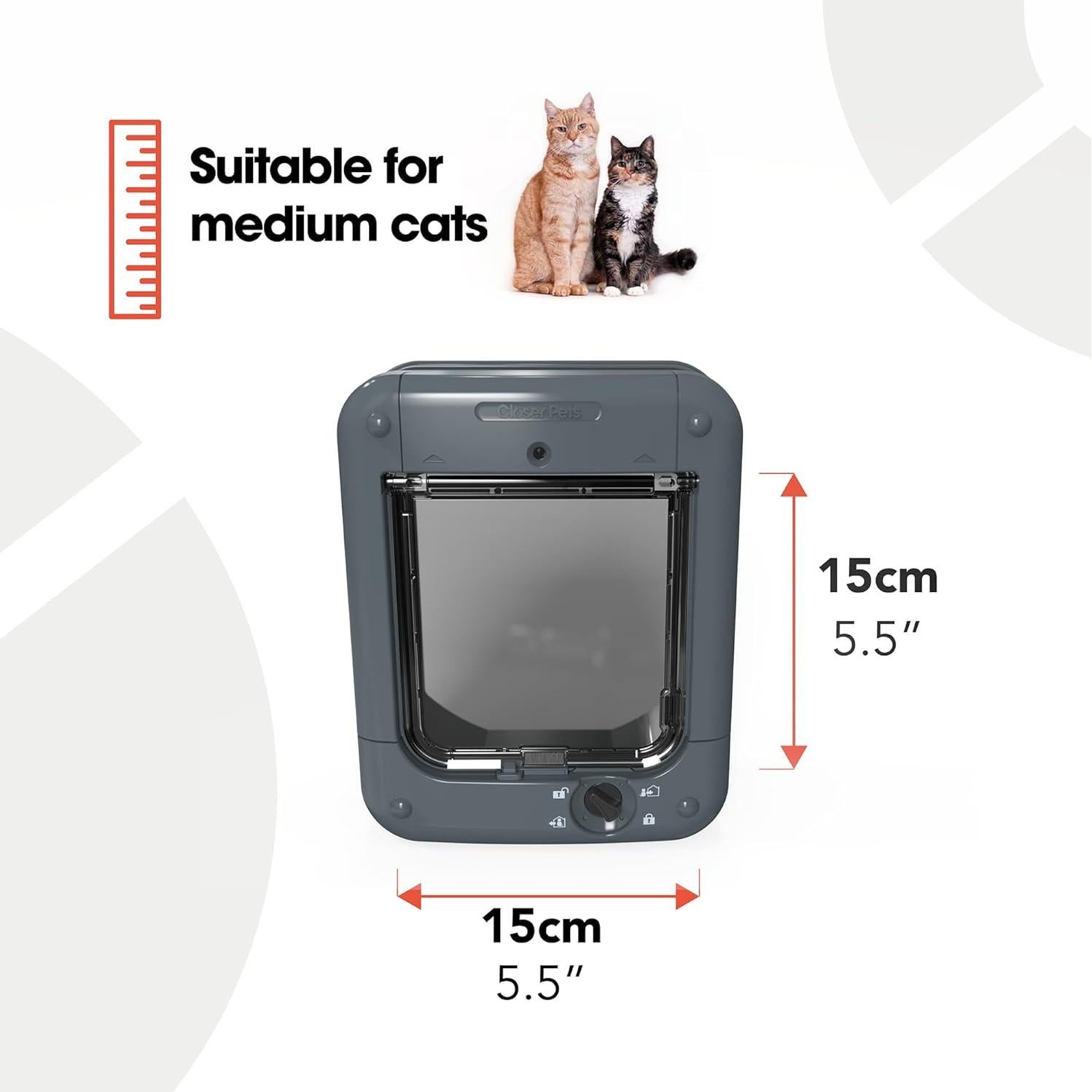 Puerta para Gatos Closer Pets CP360W Gris - Control Microchip