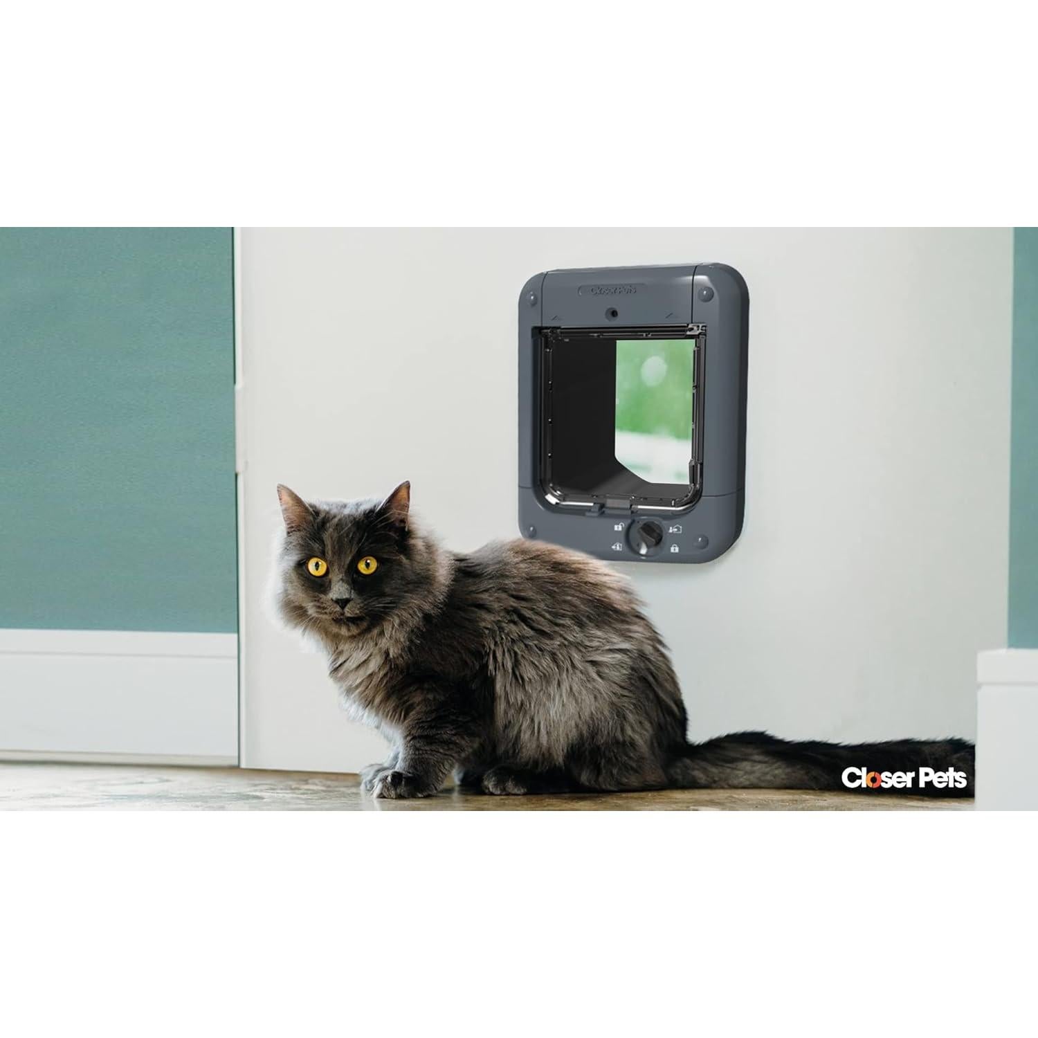 Puerta para Gatos Closer Pets CP360W Gris - Control Microchip