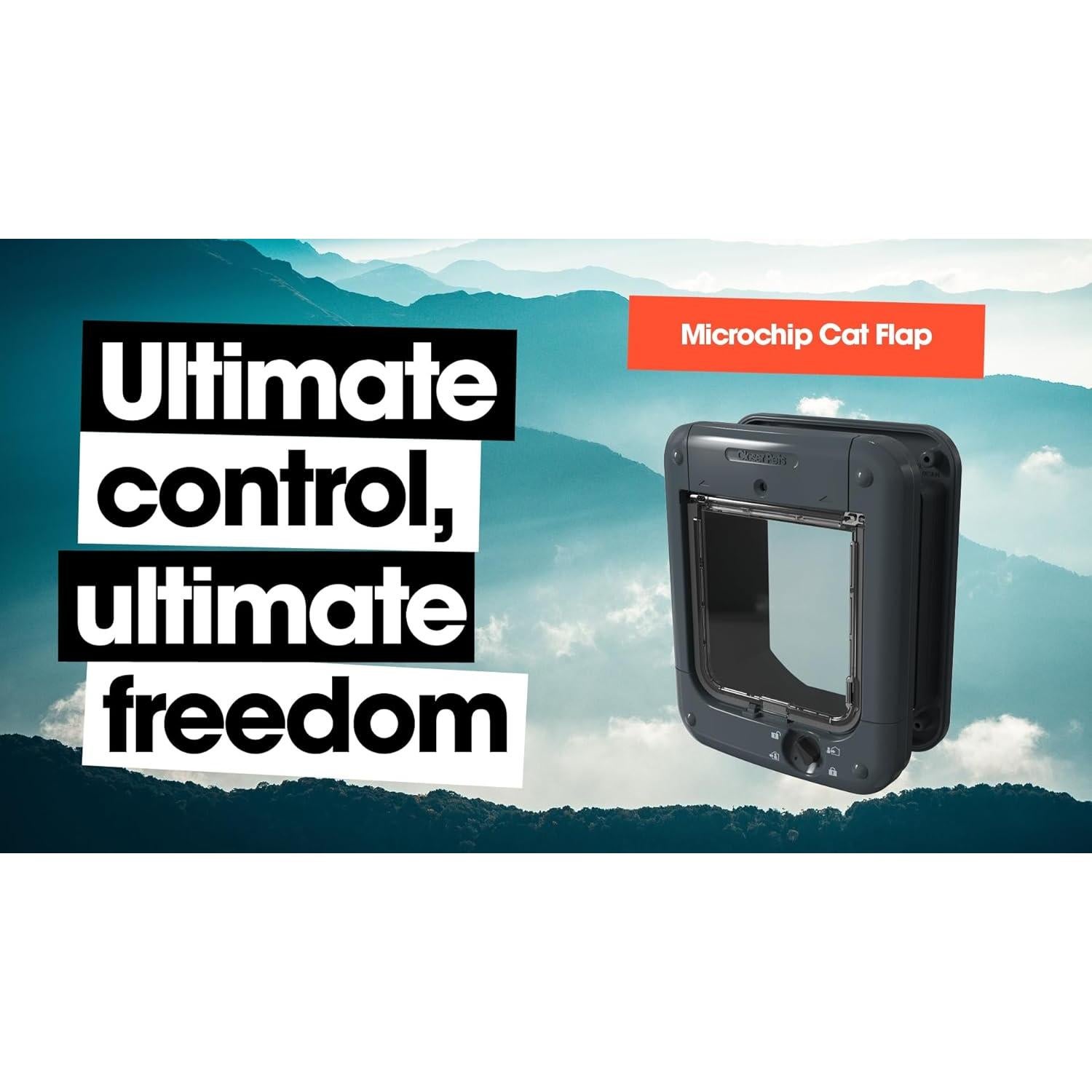 Puerta para Gatos Closer Pets CP360W Gris - Control Microchip