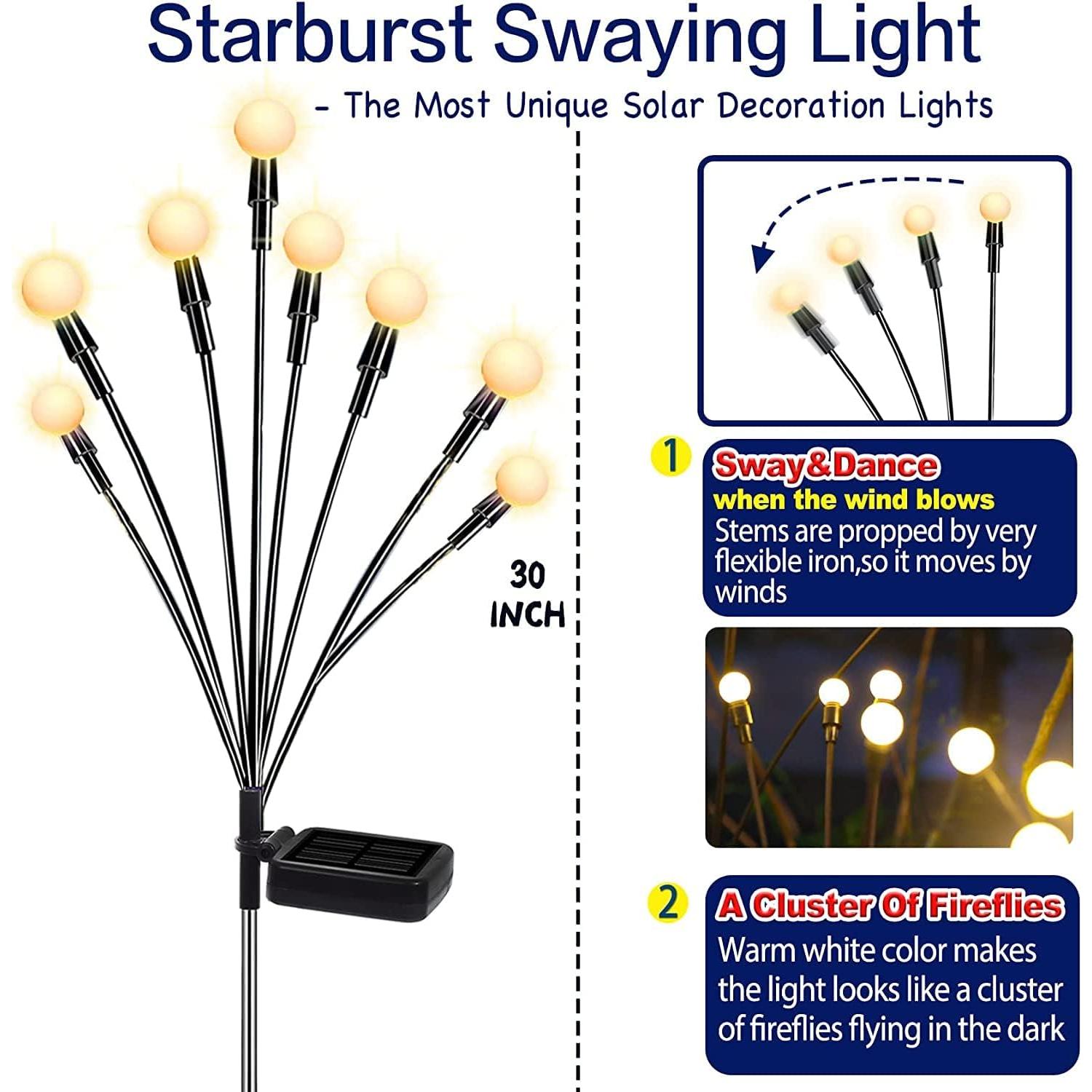 TONULAX Luces Solares Oscilantes para Jardín - 2 Paquete