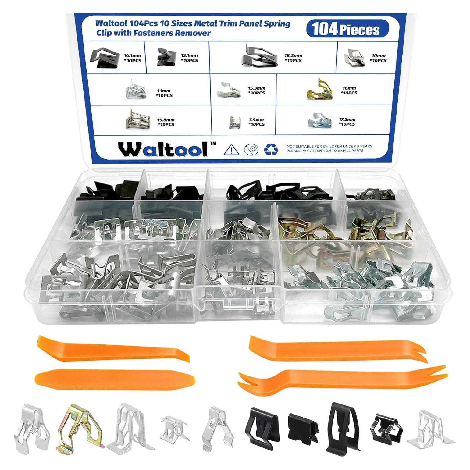 Juego de Clips de Resorte Waltool 104 Pcs para Automóviles