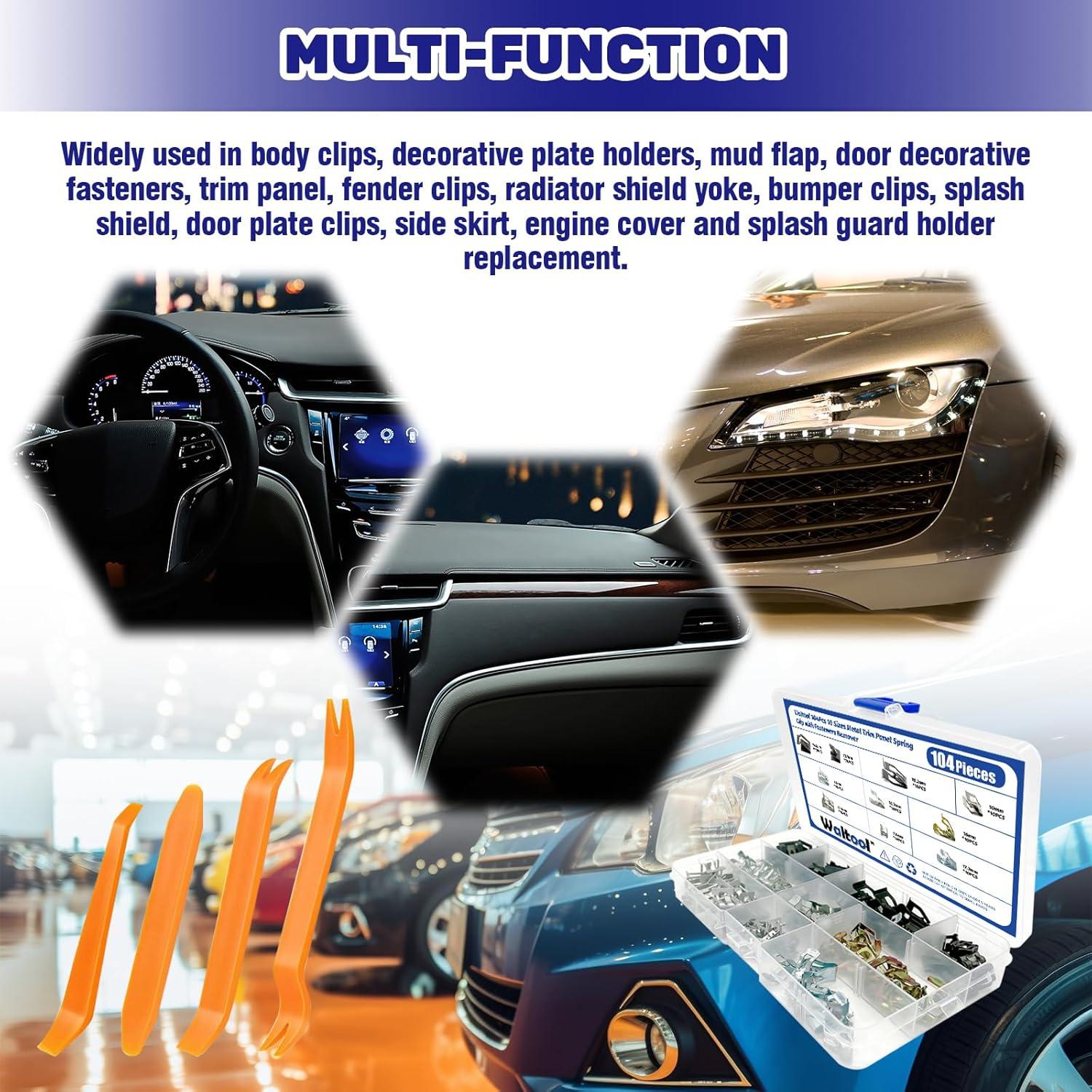 Juego de Clips de Resorte Waltool 104 Pcs para Automóviles