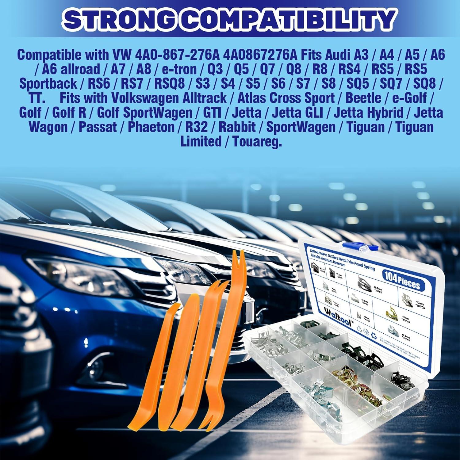 Juego de Clips de Resorte Waltool 104 Pcs para Automóviles