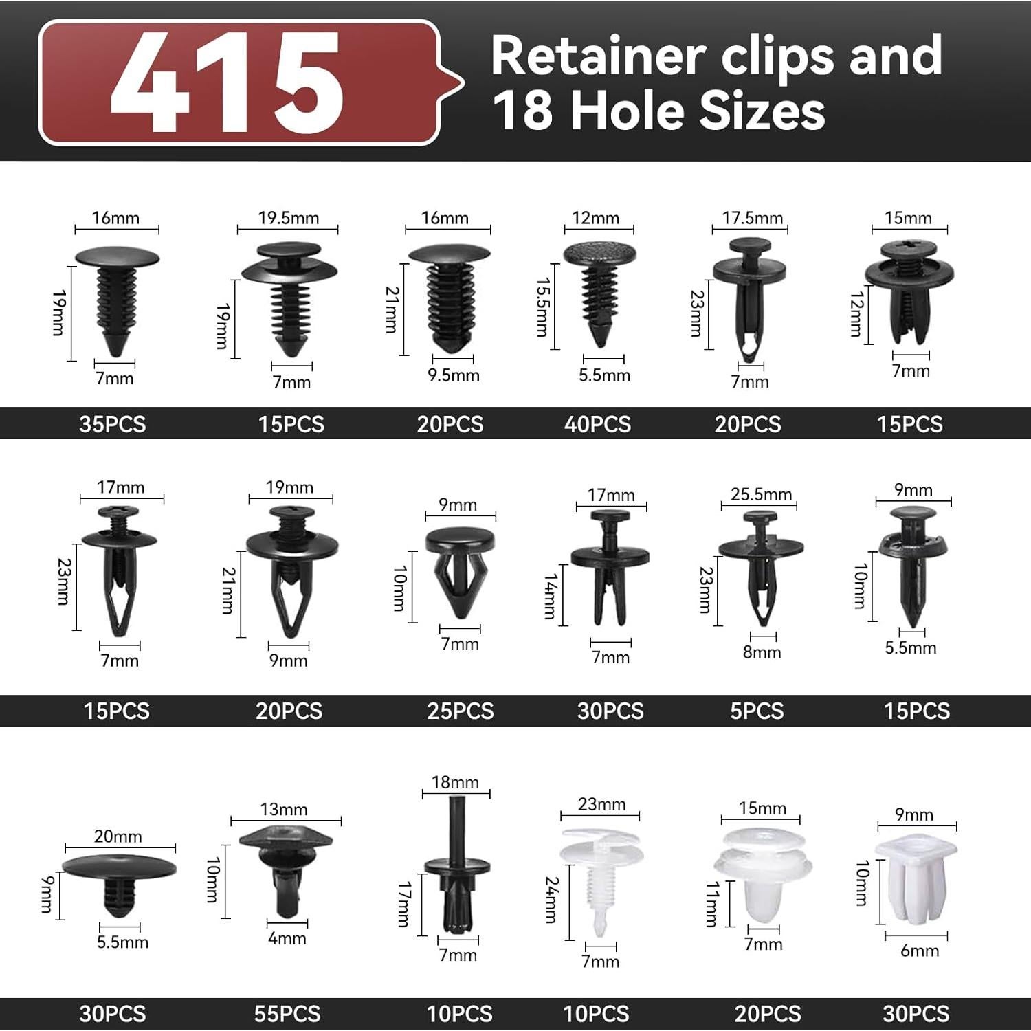 Kit de Clips de Retención de Coche 415PCS - Sujetadores Universales
