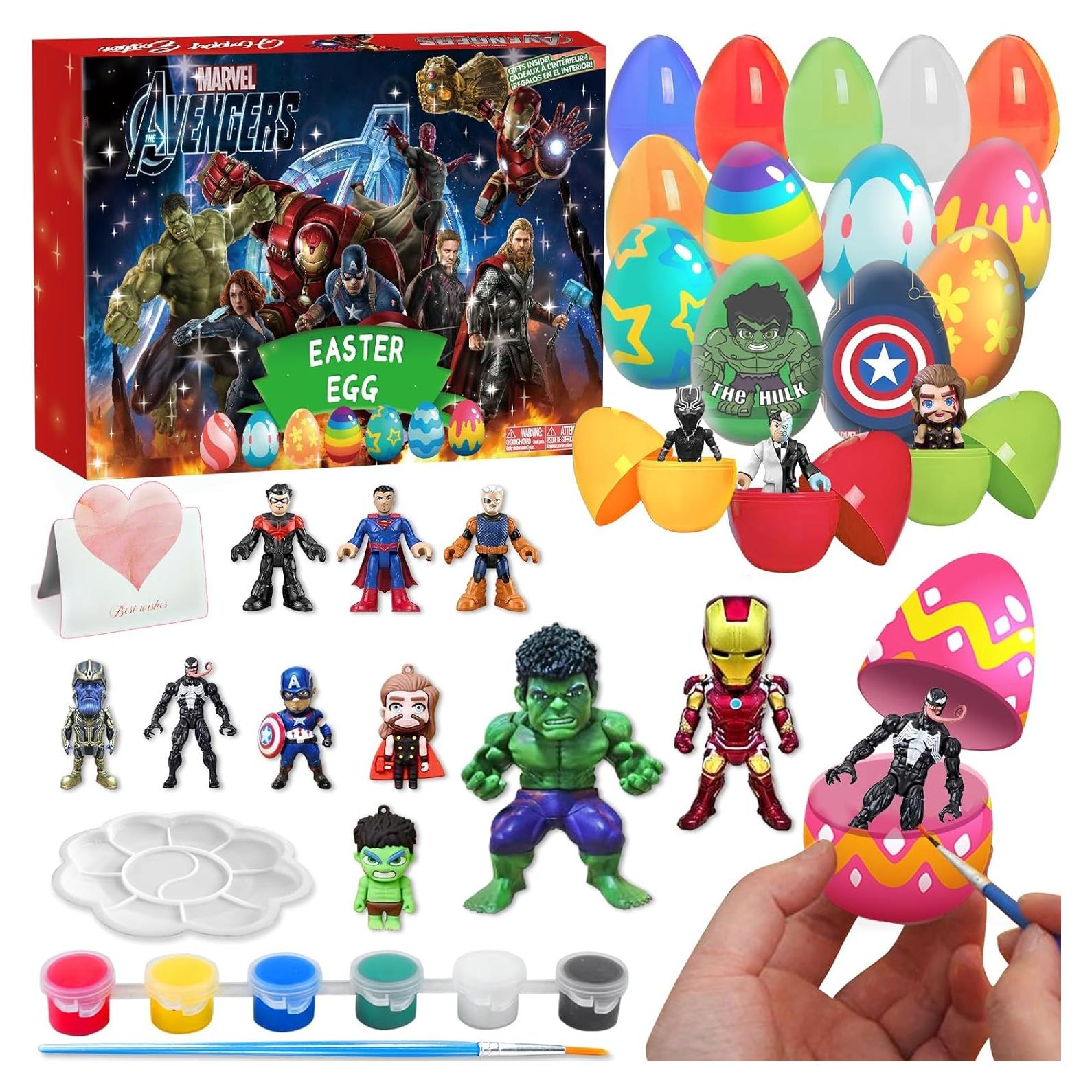 Huevos de Pascua BAHATI-ECO 21 Pcs con Sorpresas de Superhéroes