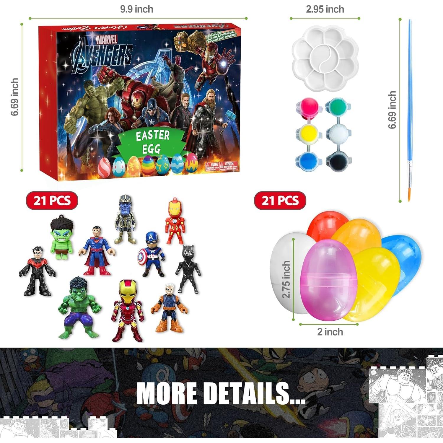 Huevos de Pascua BAHATI-ECO 21 Pcs con Sorpresas de Superhéroes