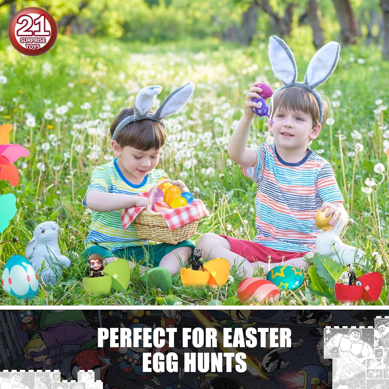 Huevos de Pascua BAHATI-ECO 21 Pcs con Sorpresas de Superhéroes