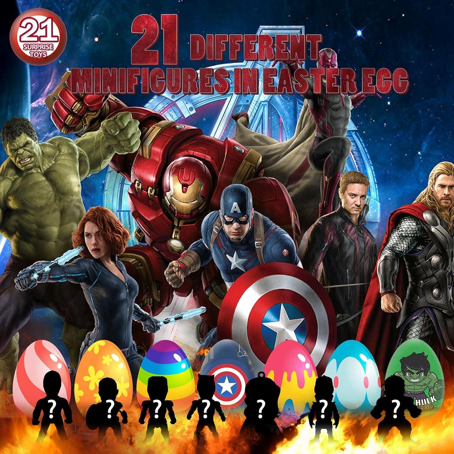 Huevos de Pascua BAHATI-ECO 21 Pcs con Sorpresas de Superhéroes