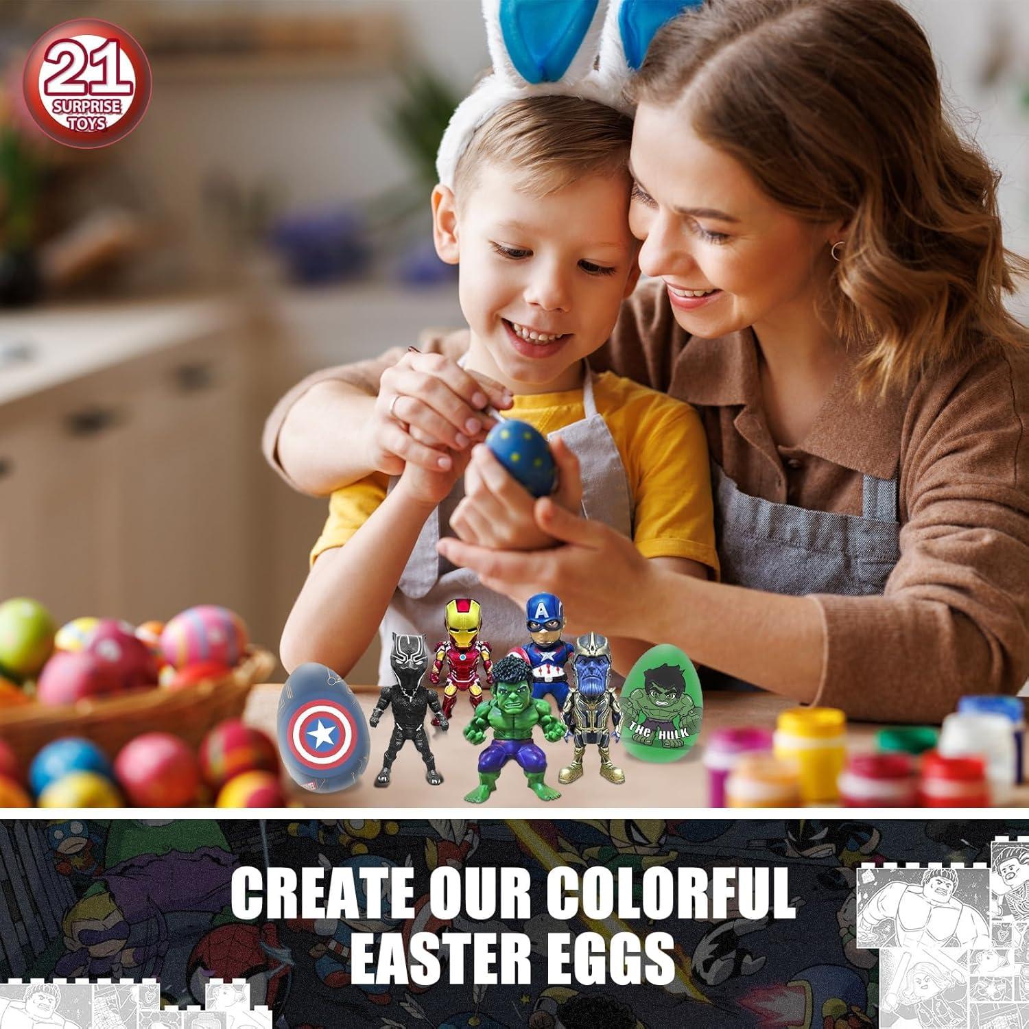 Huevos de Pascua BAHATI-ECO 21 Pcs con Sorpresas de Superhéroes
