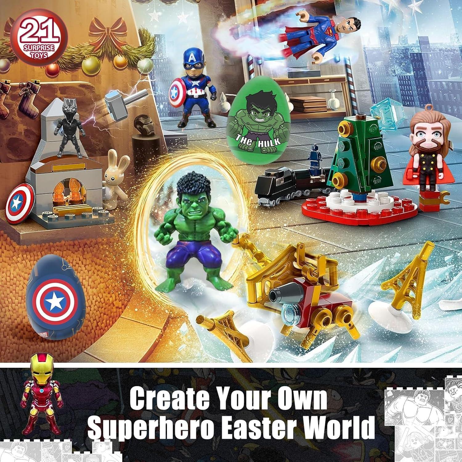 Huevos de Pascua BAHATI-ECO 21 Pcs con Sorpresas de Superhéroes